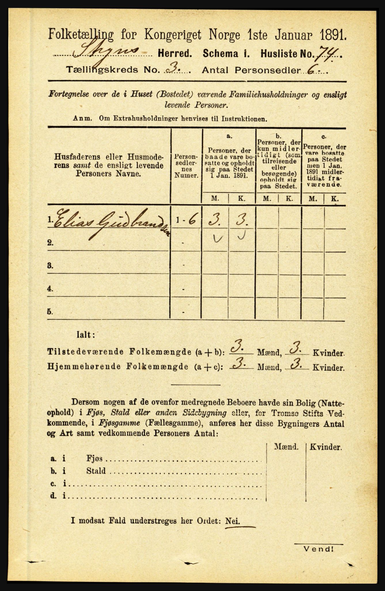 RA, 1891 census for 1448 Stryn, 1891, p. 1090