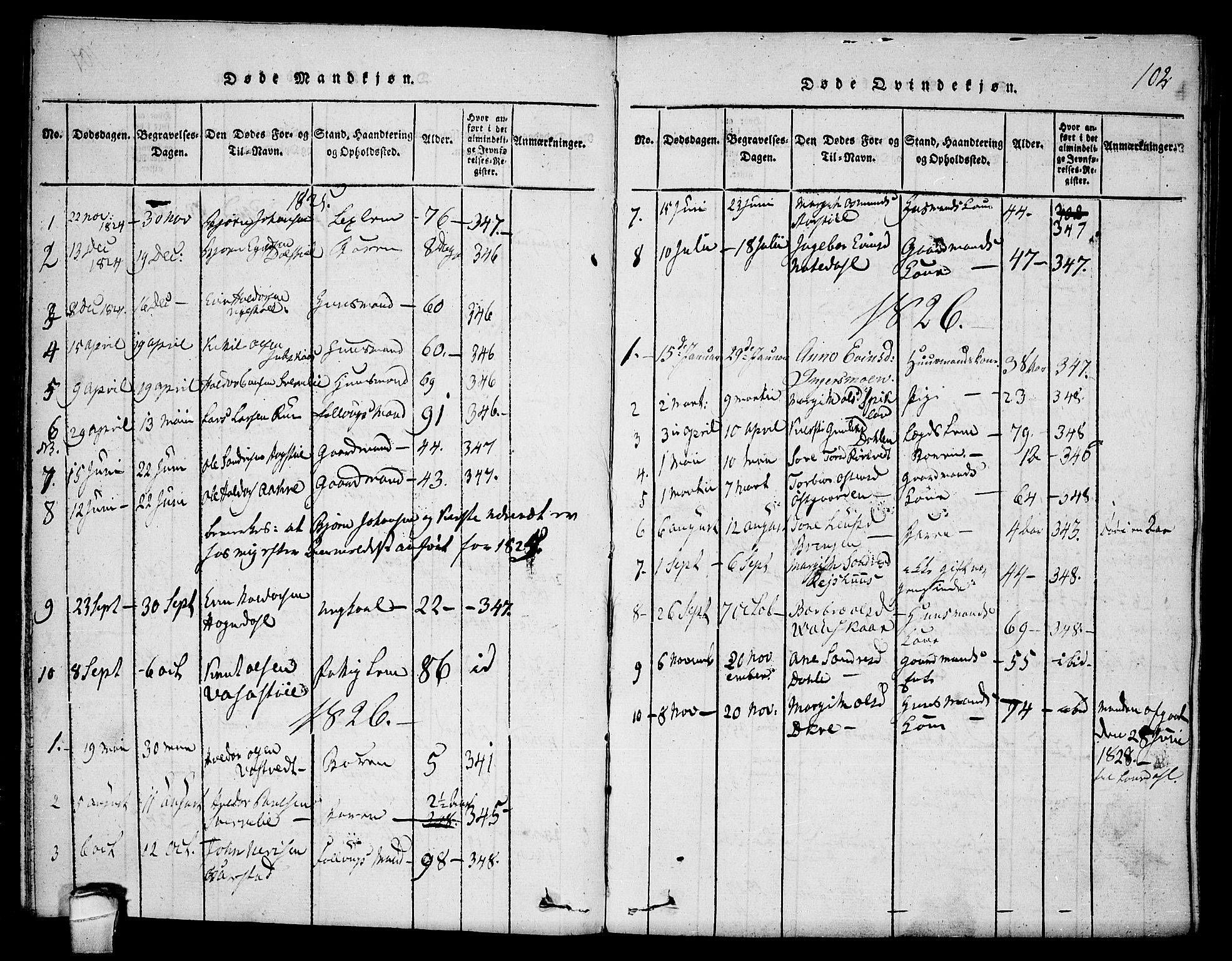Seljord kirkebøker, SAKO/A-20/F/Fb/L0001: Parish register (official) no. II 1, 1815-1831, p. 102