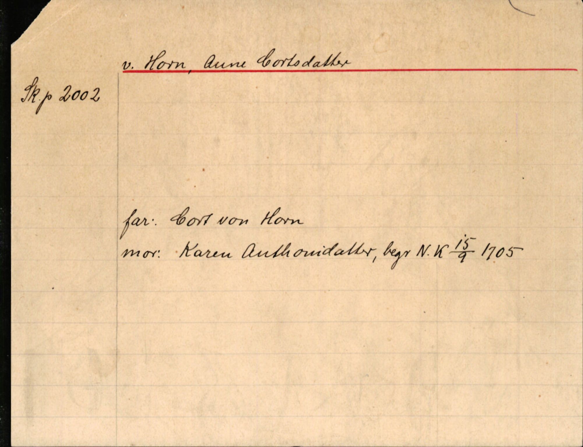 Sollied, Olaf og Thora - samlinger, AV/SAB-SAB/DA-0401/01/L0044: Registerkort skuff 5, Horn - Kop, p. 1