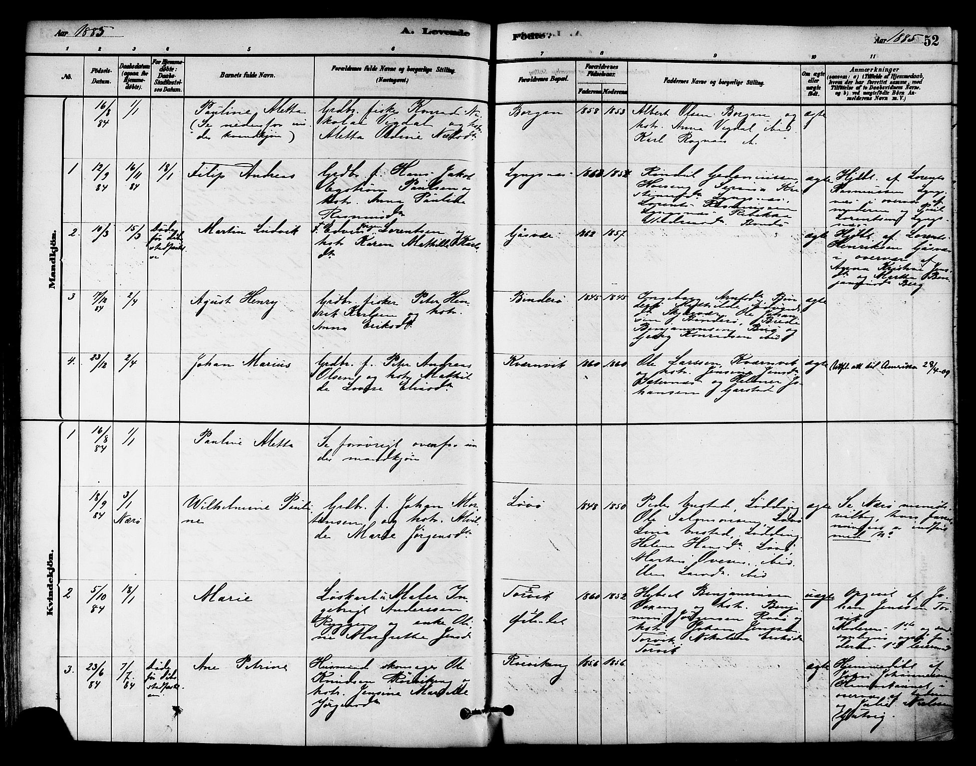 Ministerialprotokoller, klokkerbøker og fødselsregistre - Nord-Trøndelag, SAT/A-1458/786/L0686: Parish register (official) no. 786A02, 1880-1887, p. 52