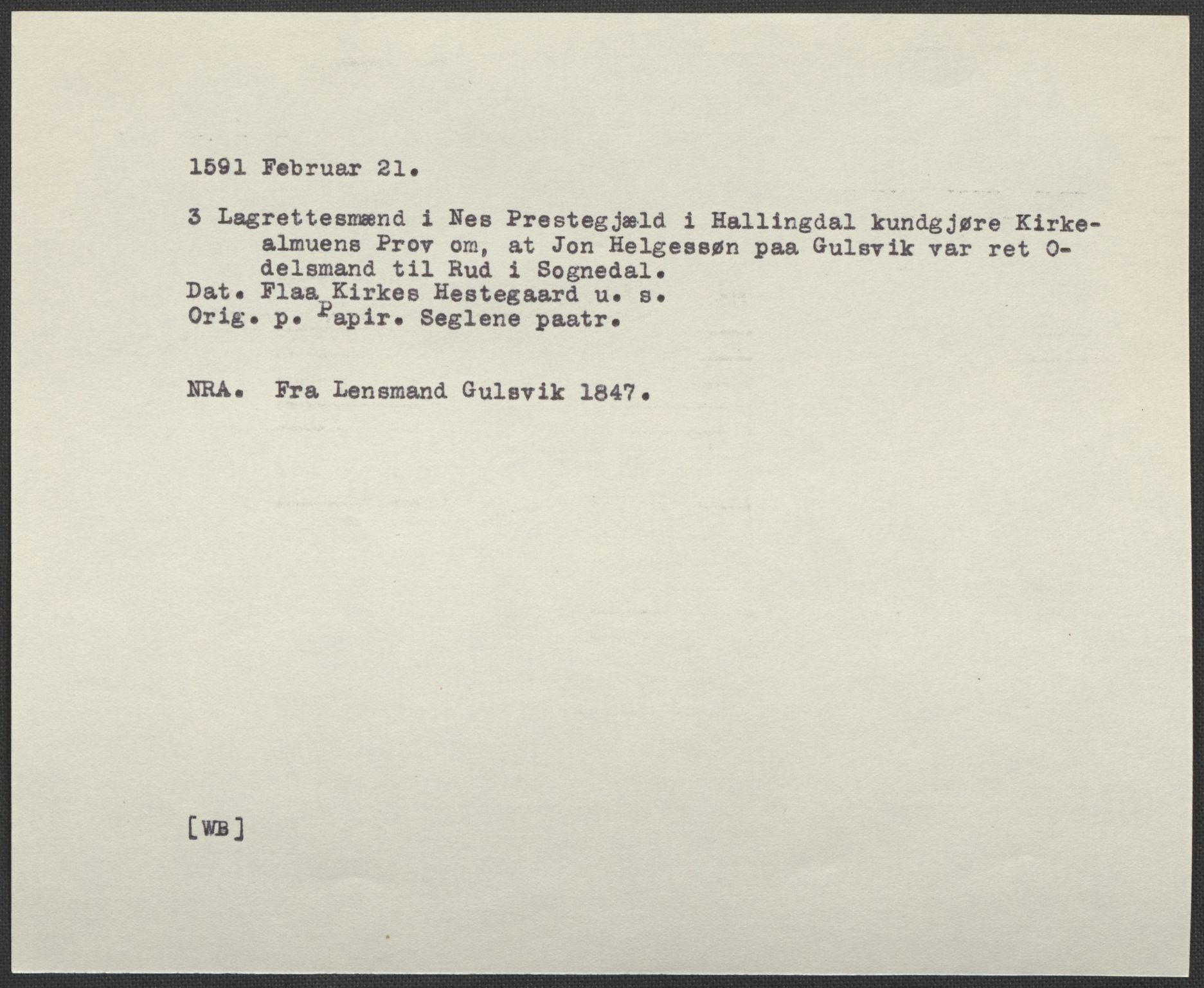 Riksarkivets diplomsamling, AV/RA-EA-5965/F02/L0093: Dokumenter, 1591, p. 34