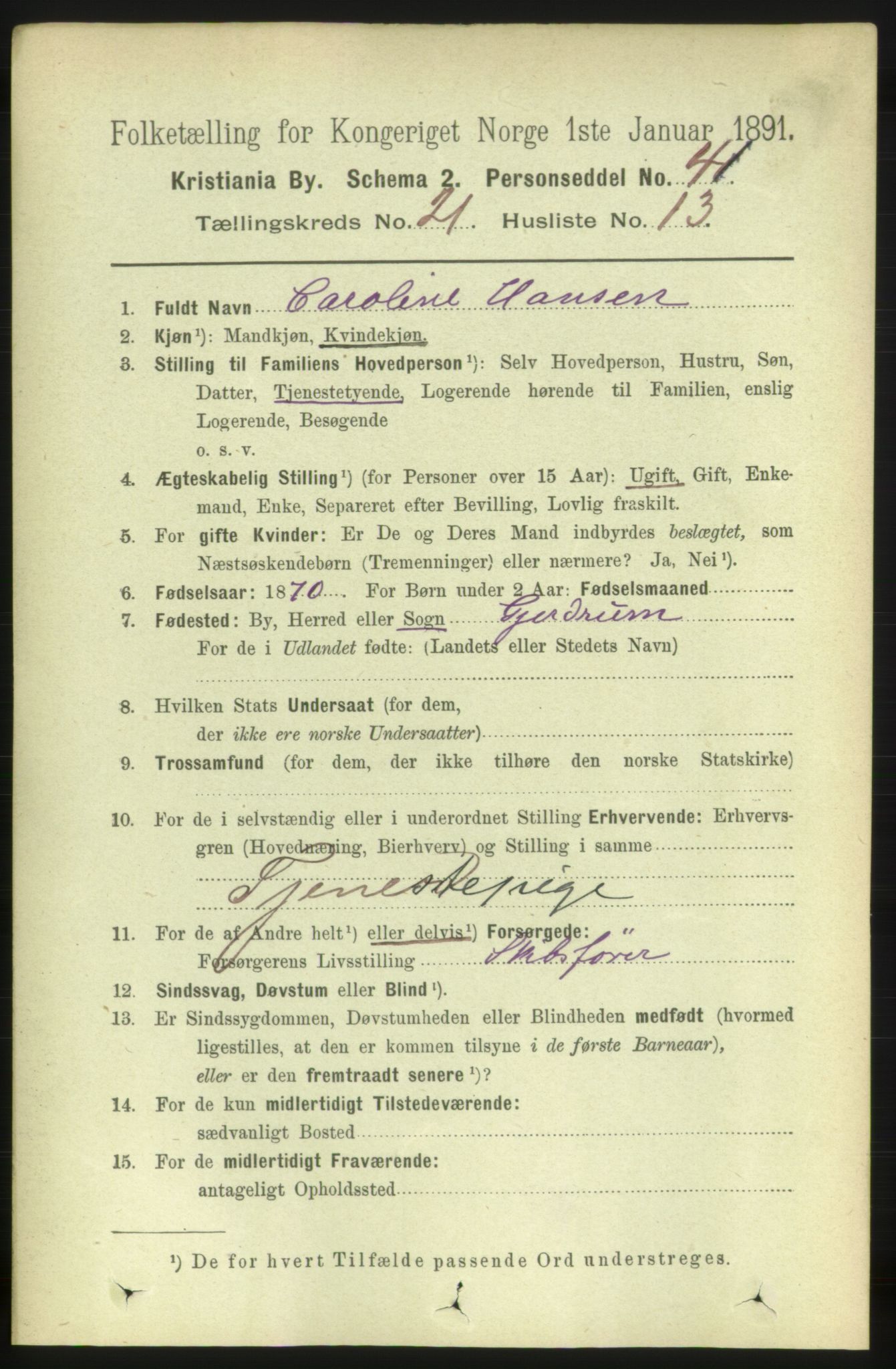 RA, 1891 census for 0301 Kristiania, 1891, p. 10739