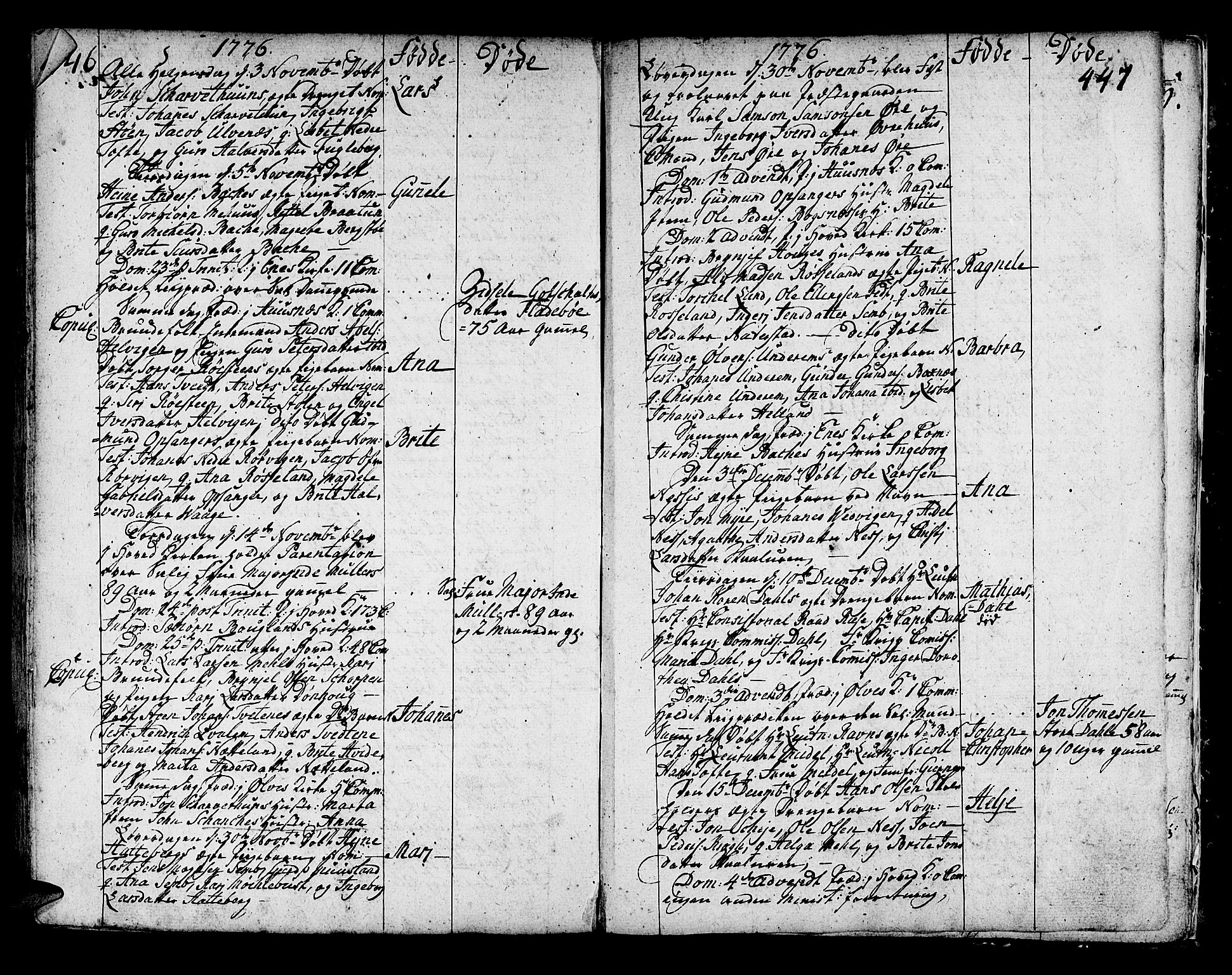 Kvinnherad sokneprestembete, SAB/A-76401/H/Haa: Parish register (official) no. A 3, 1754-1777, p. 446-447