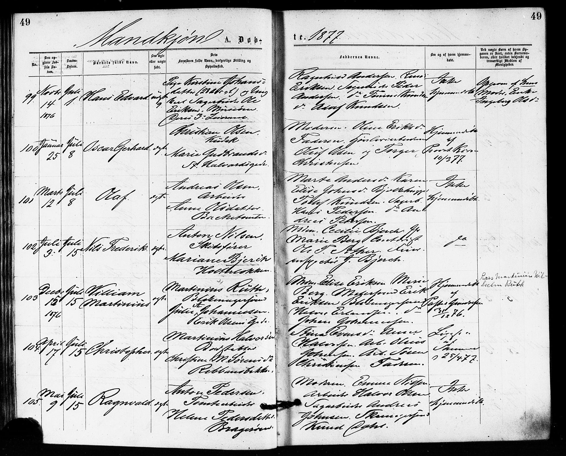 Bragernes kirkebøker, AV/SAKO-A-6/F/Fb/L0005: Parish register (official) no. II 5, 1875-1877, p. 49
