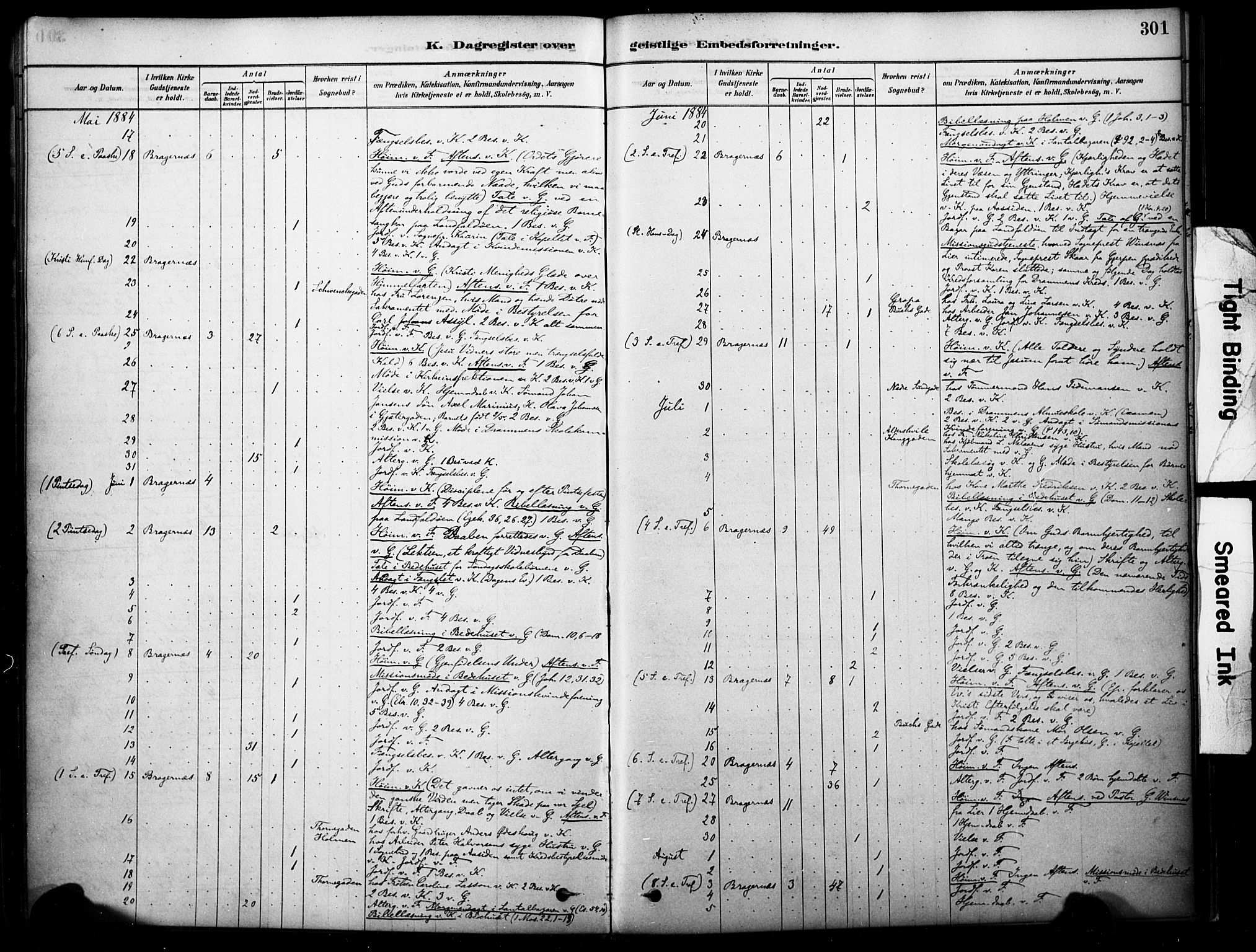 Bragernes kirkebøker, AV/SAKO-A-6/F/Fc/L0005: Parish register (official) no. III 5, 1878-1890, p. 301