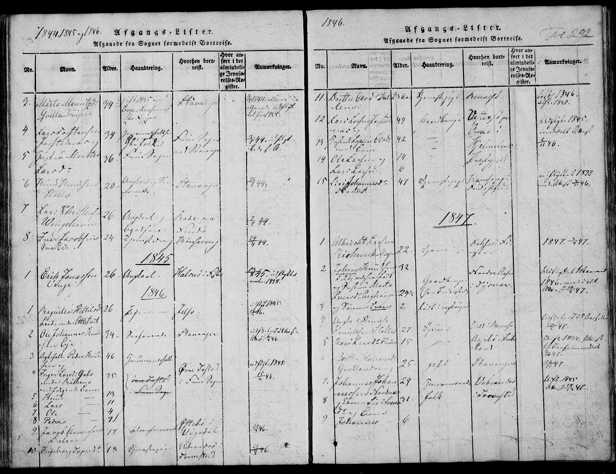 Nedstrand sokneprestkontor, AV/SAST-A-101841/01/IV: Parish register (official) no. A 7, 1816-1870, p. 292