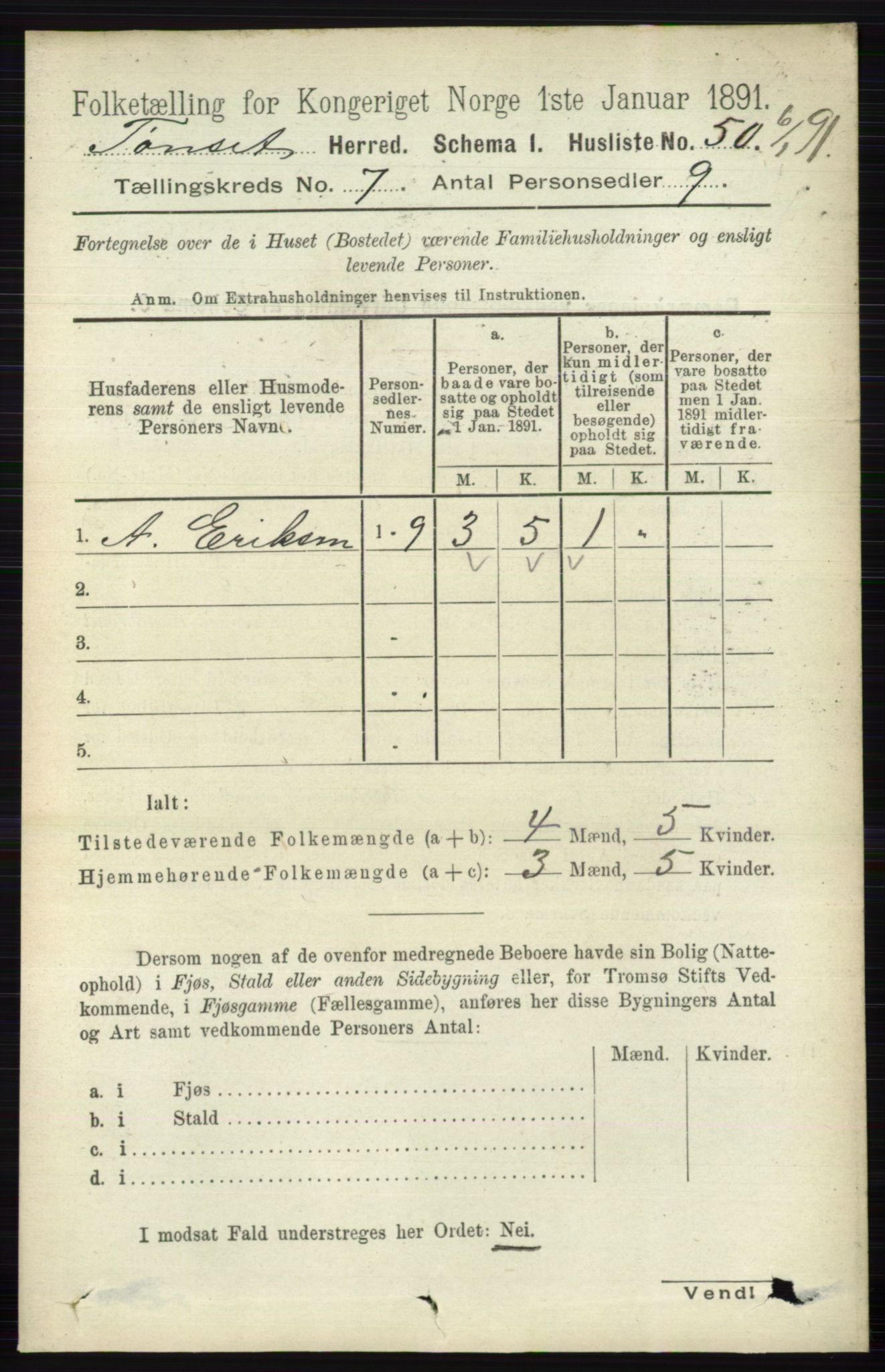 RA, 1891 census for 0437 Tynset, 1891, p. 1719