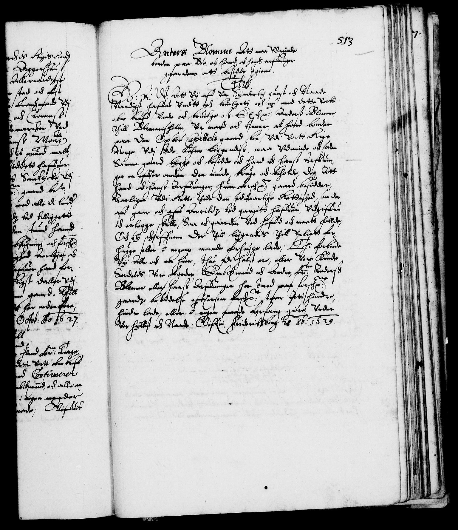 Danske Kanselli 1572-1799, AV/RA-EA-3023/F/Fc/Fca/Fcaa/L0004: Norske registre (mikrofilm), 1617-1630, p. 513a