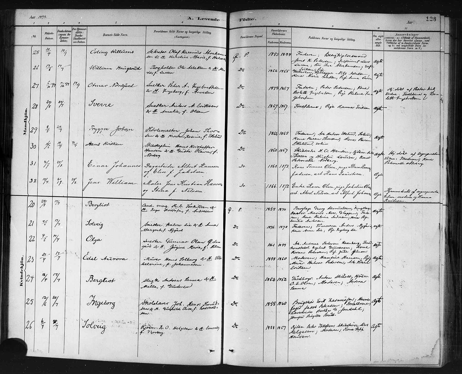 Porsgrunn kirkebøker , AV/SAKO-A-104/G/Gb/L0005: Parish register (copy) no. II 5, 1883-1915, p. 128