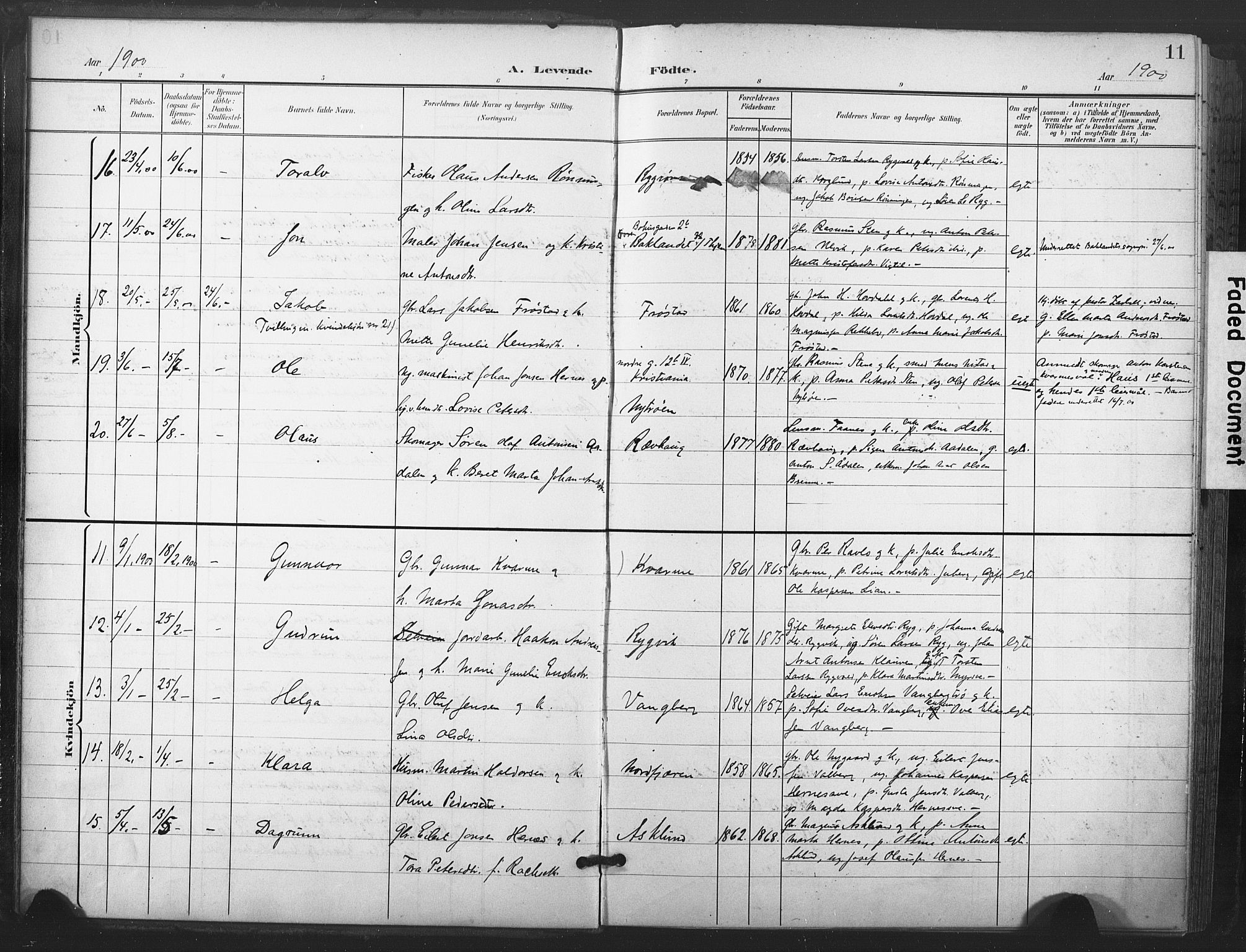 Ministerialprotokoller, klokkerbøker og fødselsregistre - Nord-Trøndelag, SAT/A-1458/713/L0122: Parish register (official) no. 713A11, 1899-1910, p. 11