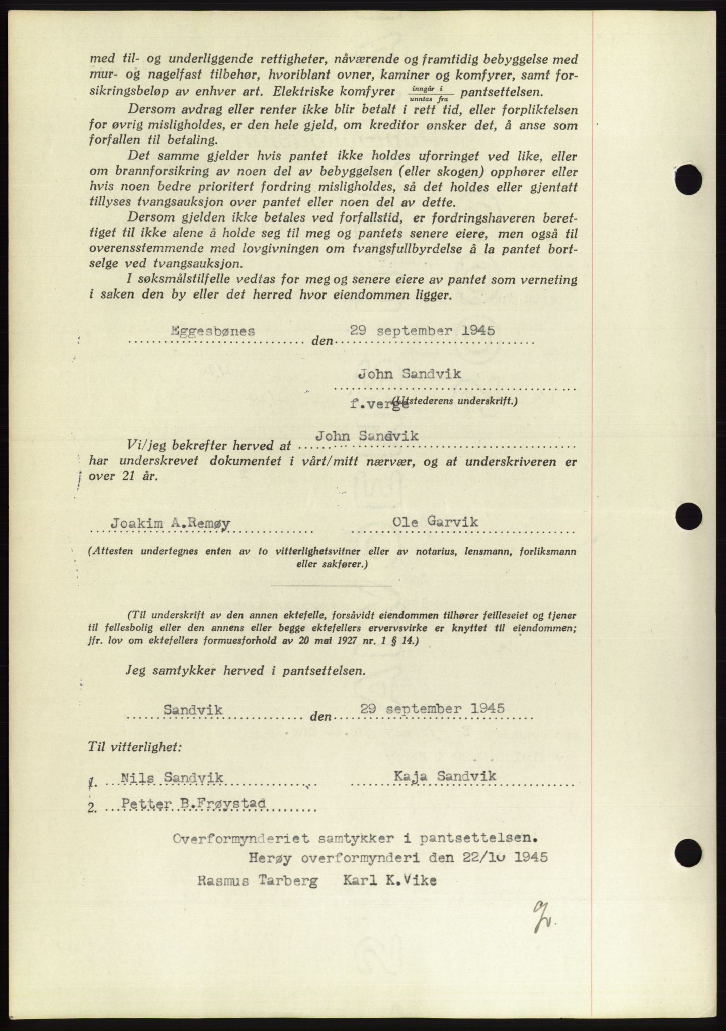 Søre Sunnmøre sorenskriveri, AV/SAT-A-4122/1/2/2C/L0114: Mortgage book no. 1-2B, 1943-1947, Diary no: : 711/1945