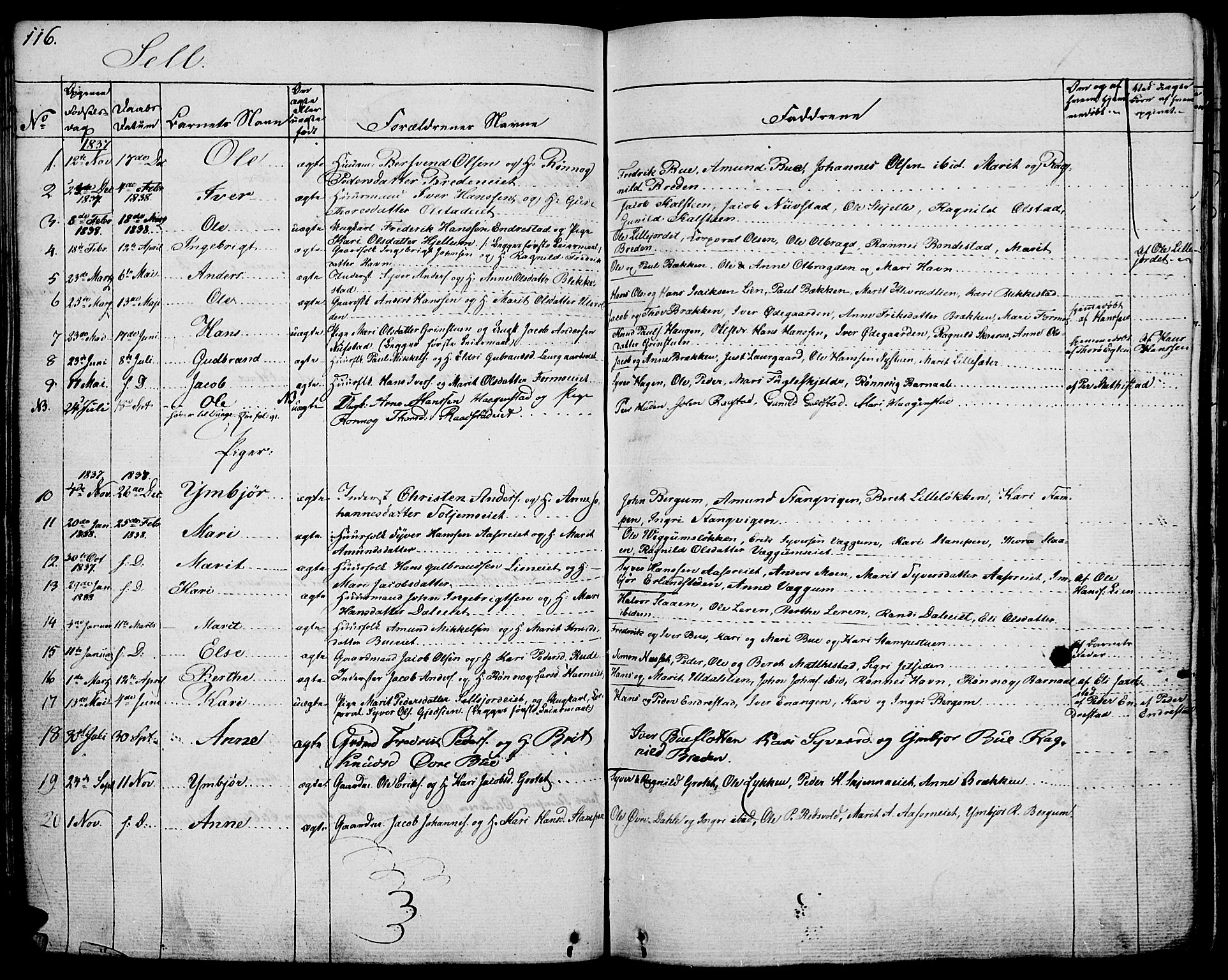 Vågå prestekontor, SAH/PREST-076/H/Ha/Haa/L0004: Parish register (official) no. 4 /3, 1834-1842, p. 116