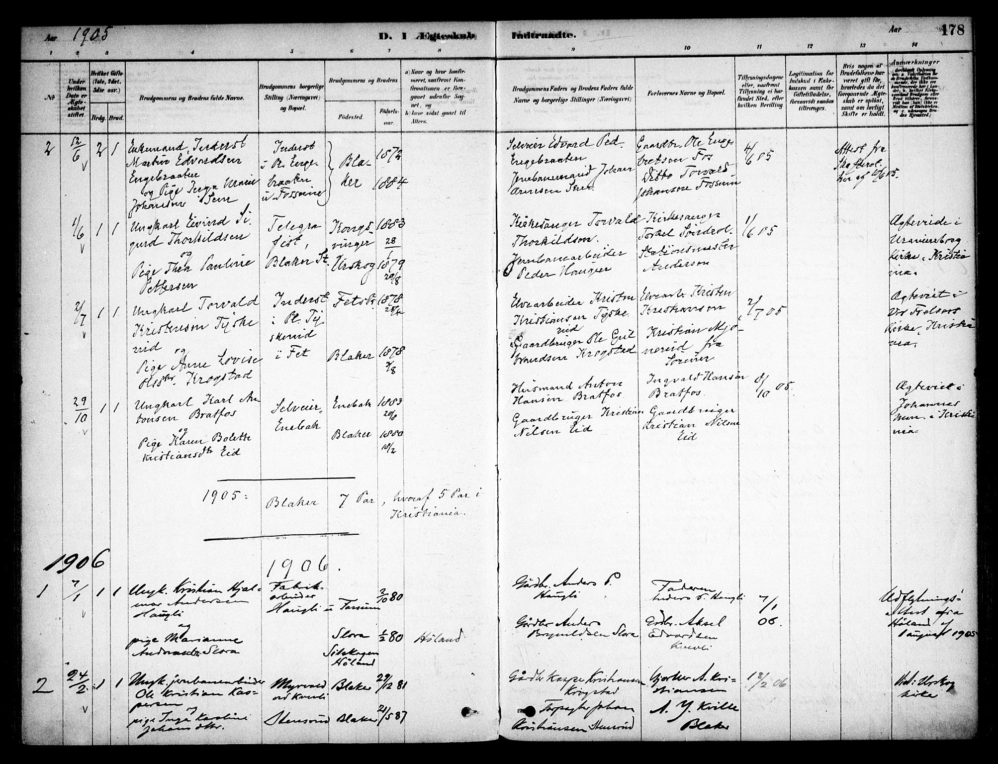 Aurskog prestekontor Kirkebøker, SAO/A-10304a/F/Fb/L0001: Parish register (official) no. II 1, 1878-1909, p. 178