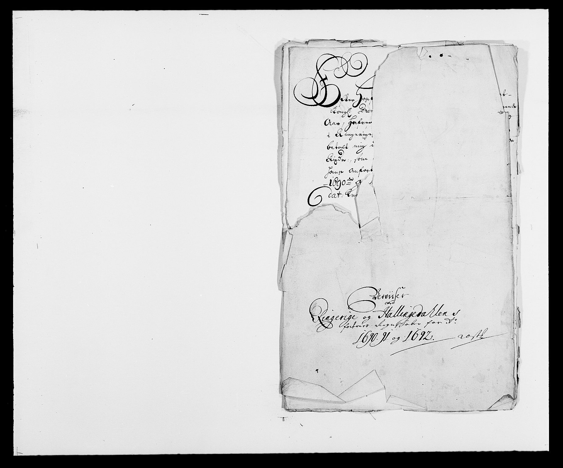 Rentekammeret inntil 1814, Reviderte regnskaper, Fogderegnskap, AV/RA-EA-4092/R21/L1448: Fogderegnskap Ringerike og Hallingdal, 1690-1692, p. 122