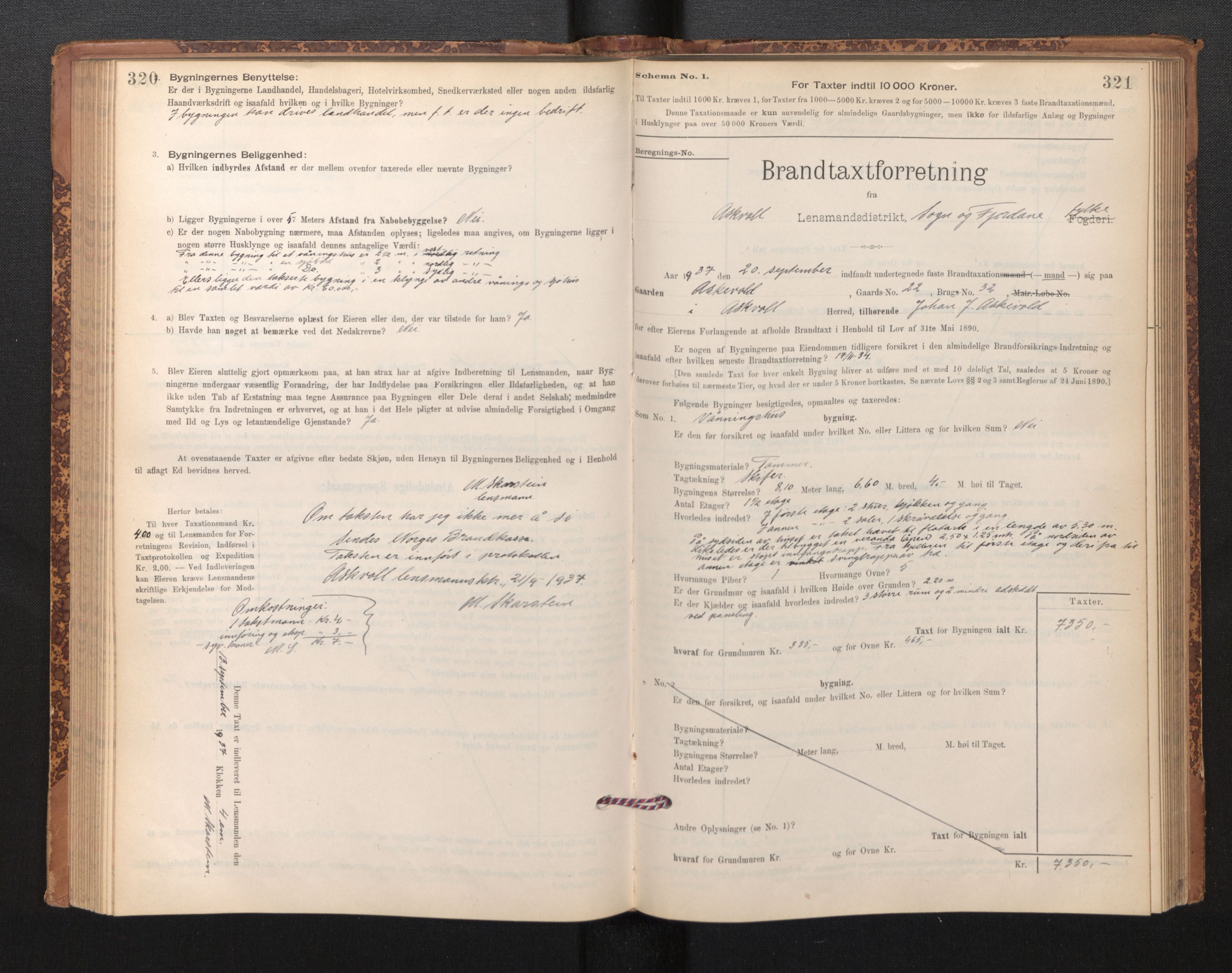 Lensmannen i Askvoll, AV/SAB-A-26301/0012/L0004: Branntakstprotokoll, skjematakst og liste over branntakstmenn, 1895-1932, p. 320-321