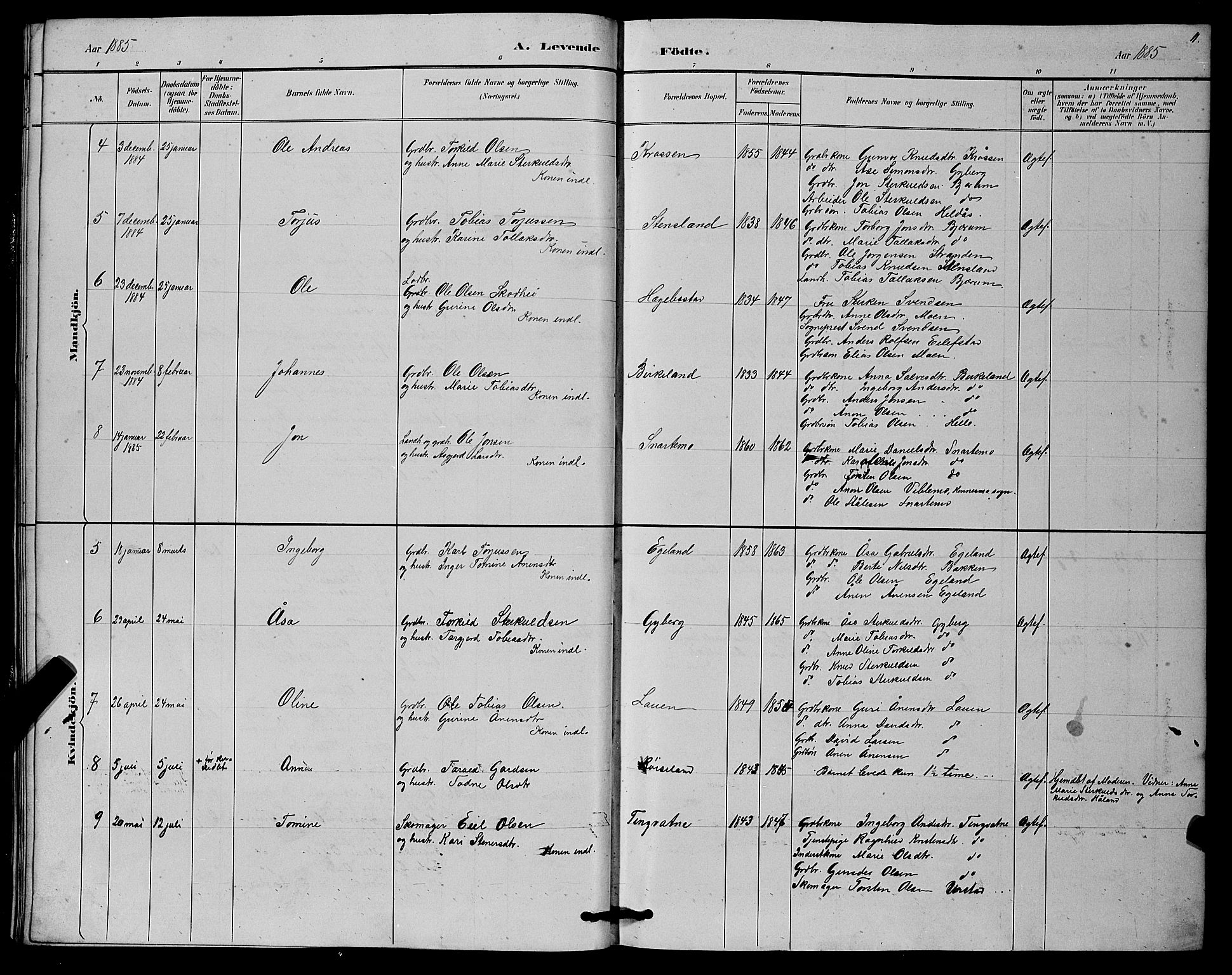 Hægebostad sokneprestkontor, SAK/1111-0024/F/Fb/Fba/L0003: Parish register (copy) no. B 3, 1883-1896, p. 11