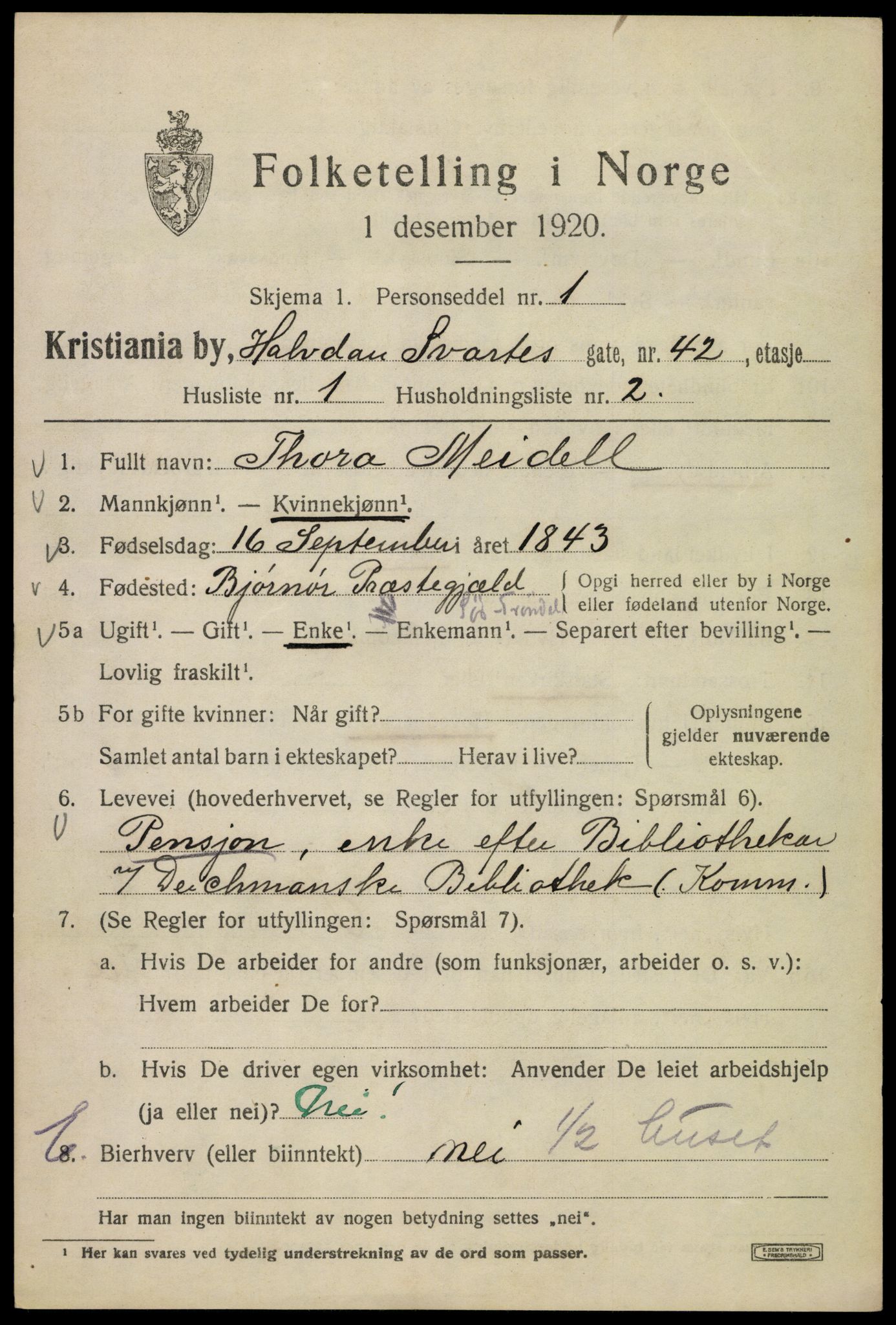 SAO, 1920 census for Kristiania, 1920, p. 267917