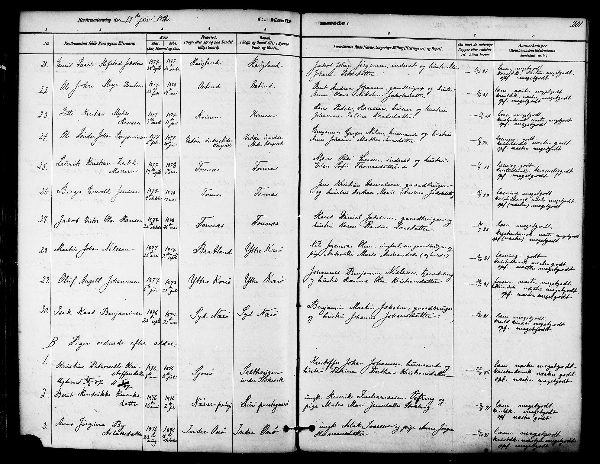 Ministerialprotokoller, klokkerbøker og fødselsregistre - Nordland, SAT/A-1459/839/L0568: Parish register (official) no. 839A05, 1880-1902, p. 201