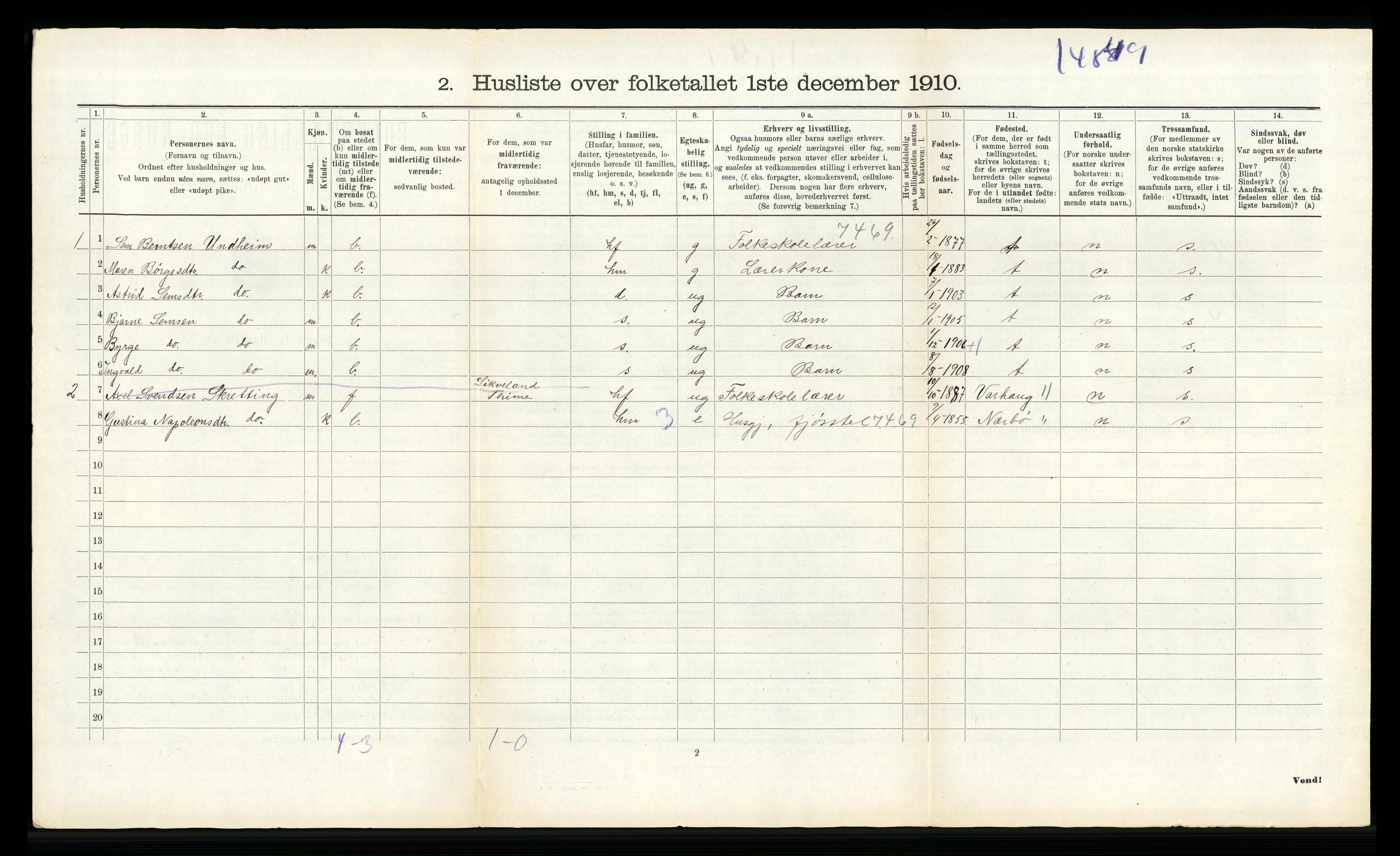 RA, 1910 census for Time, 1910, p. 988