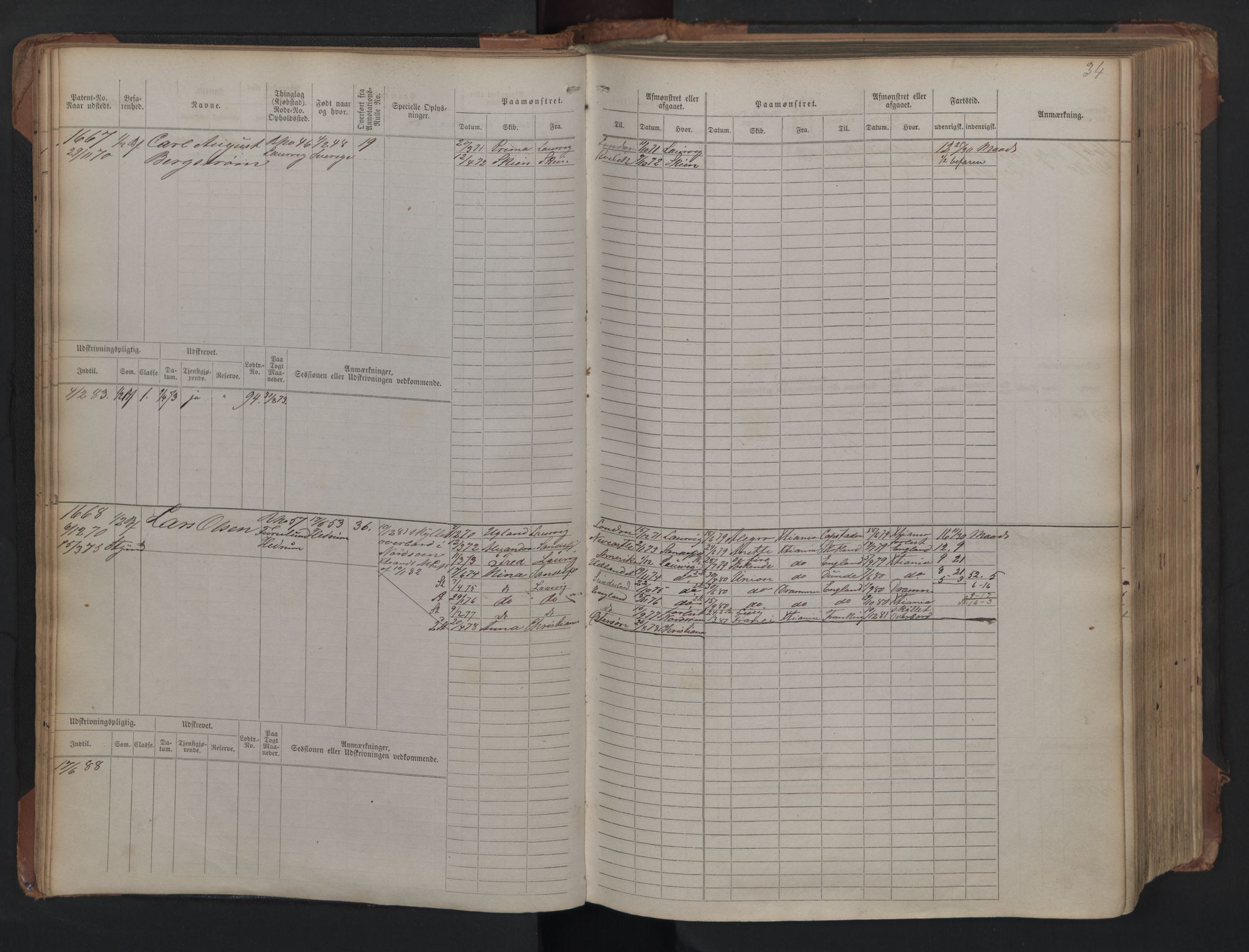 Larvik innrulleringskontor, AV/SAKO-A-787/F/Fc/L0005: Hovedrulle, 1868, p. 34