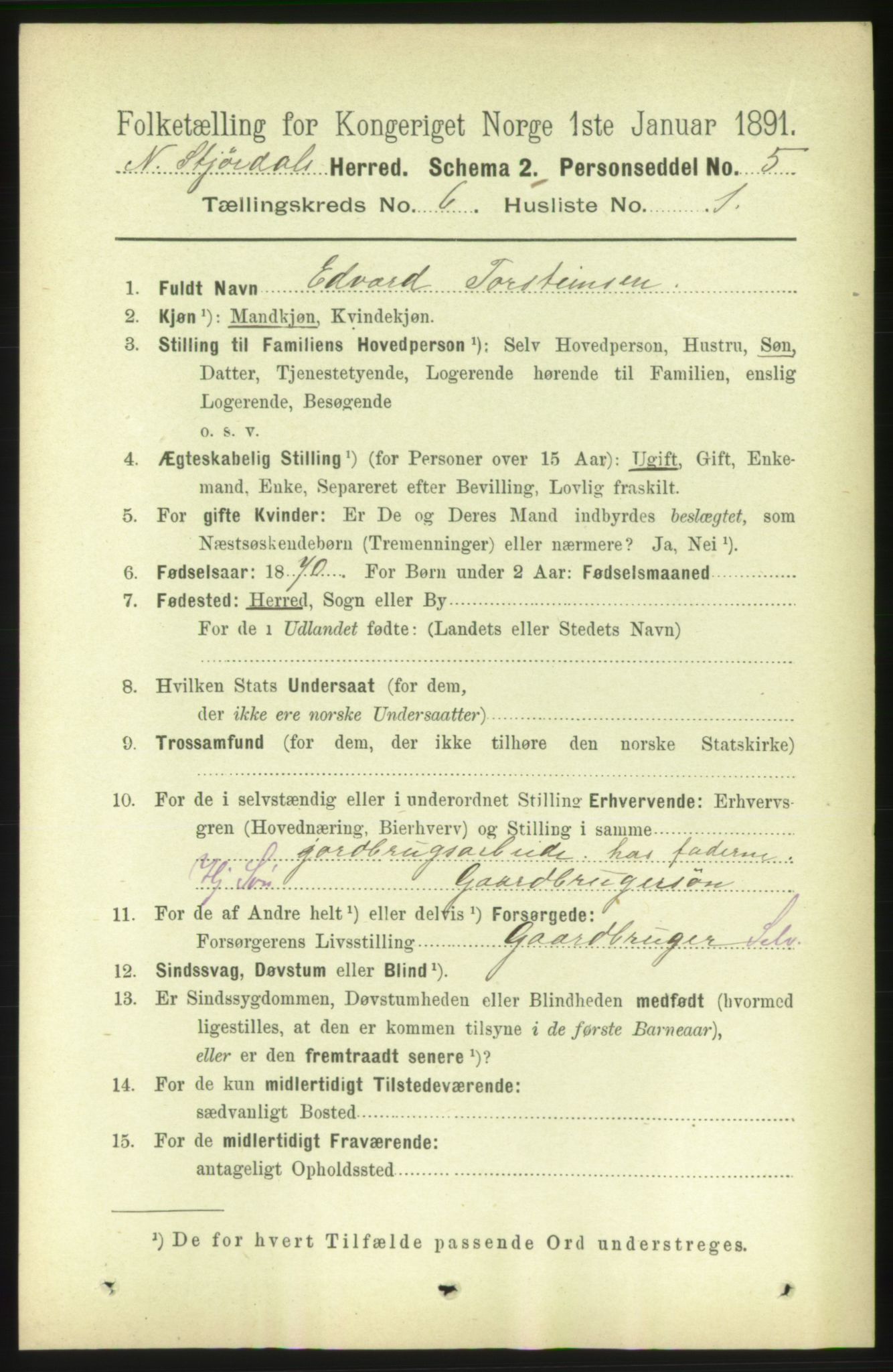 RA, 1891 census for 1714 Nedre Stjørdal, 1891, p. 2585