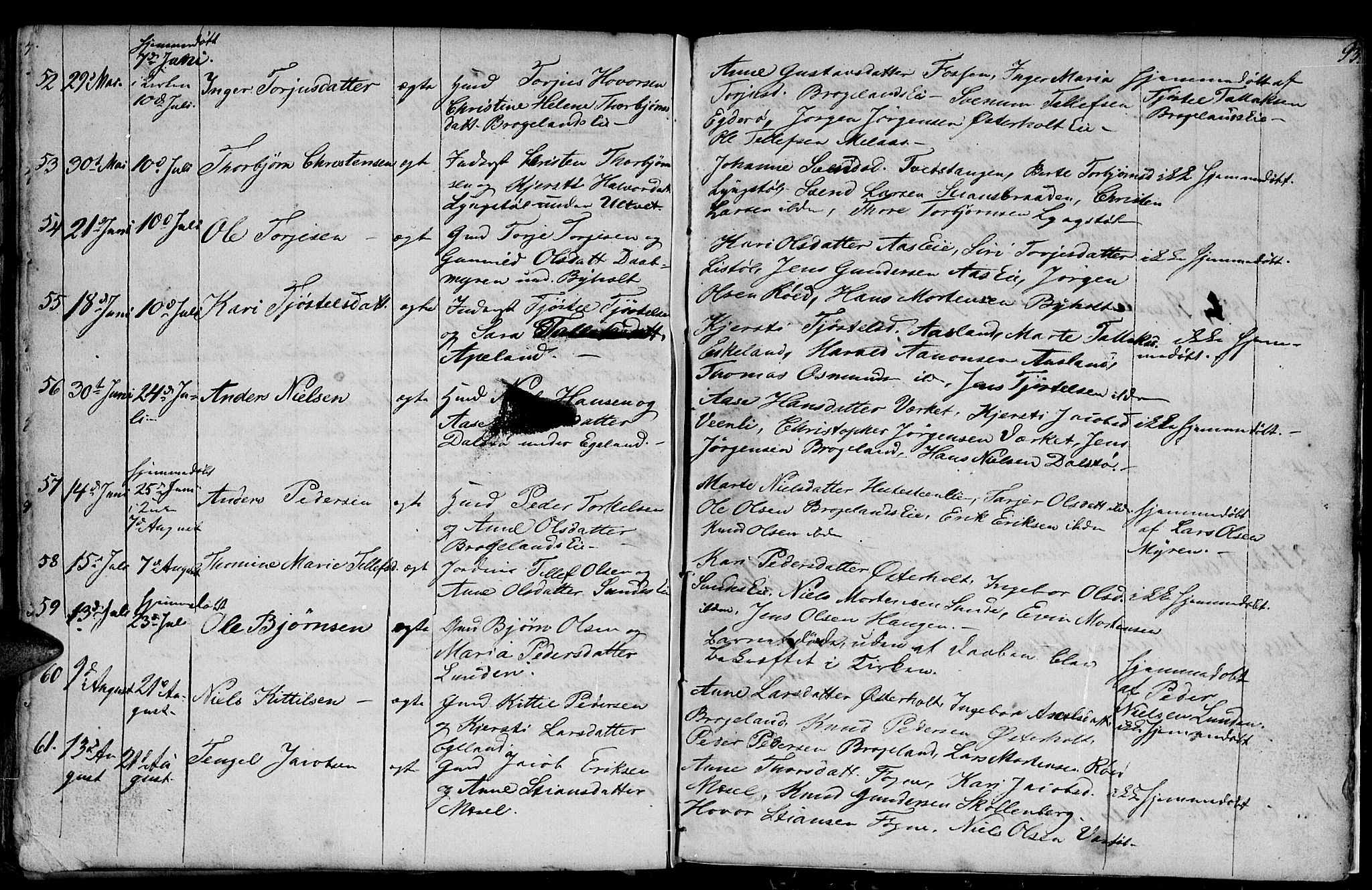 Gjerstad sokneprestkontor, AV/SAK-1111-0014/F/Fb/Fba/L0004: Parish register (copy) no. B 4, 1845-1853, p. 93