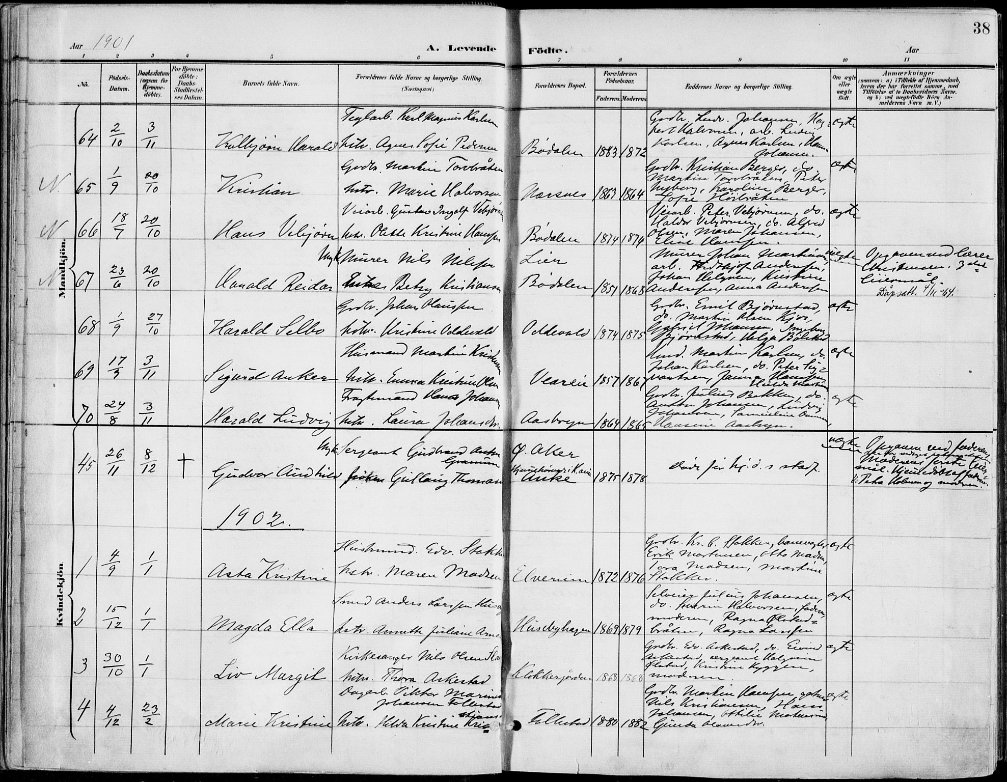 Røyken kirkebøker, AV/SAKO-A-241/F/Fa/L0009: Parish register (official) no. 9, 1898-1911, p. 38