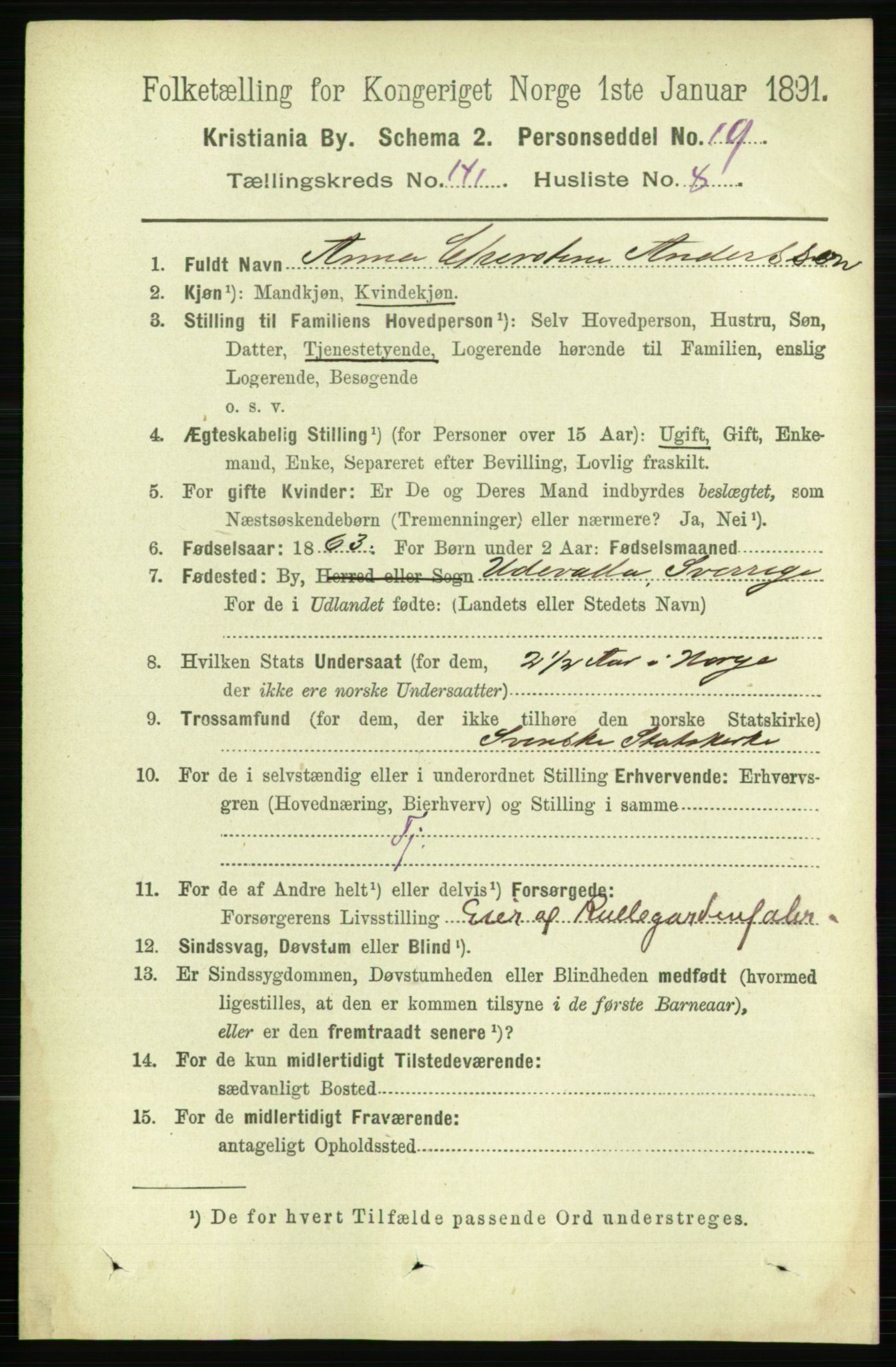 RA, 1891 census for 0301 Kristiania, 1891, p. 78258