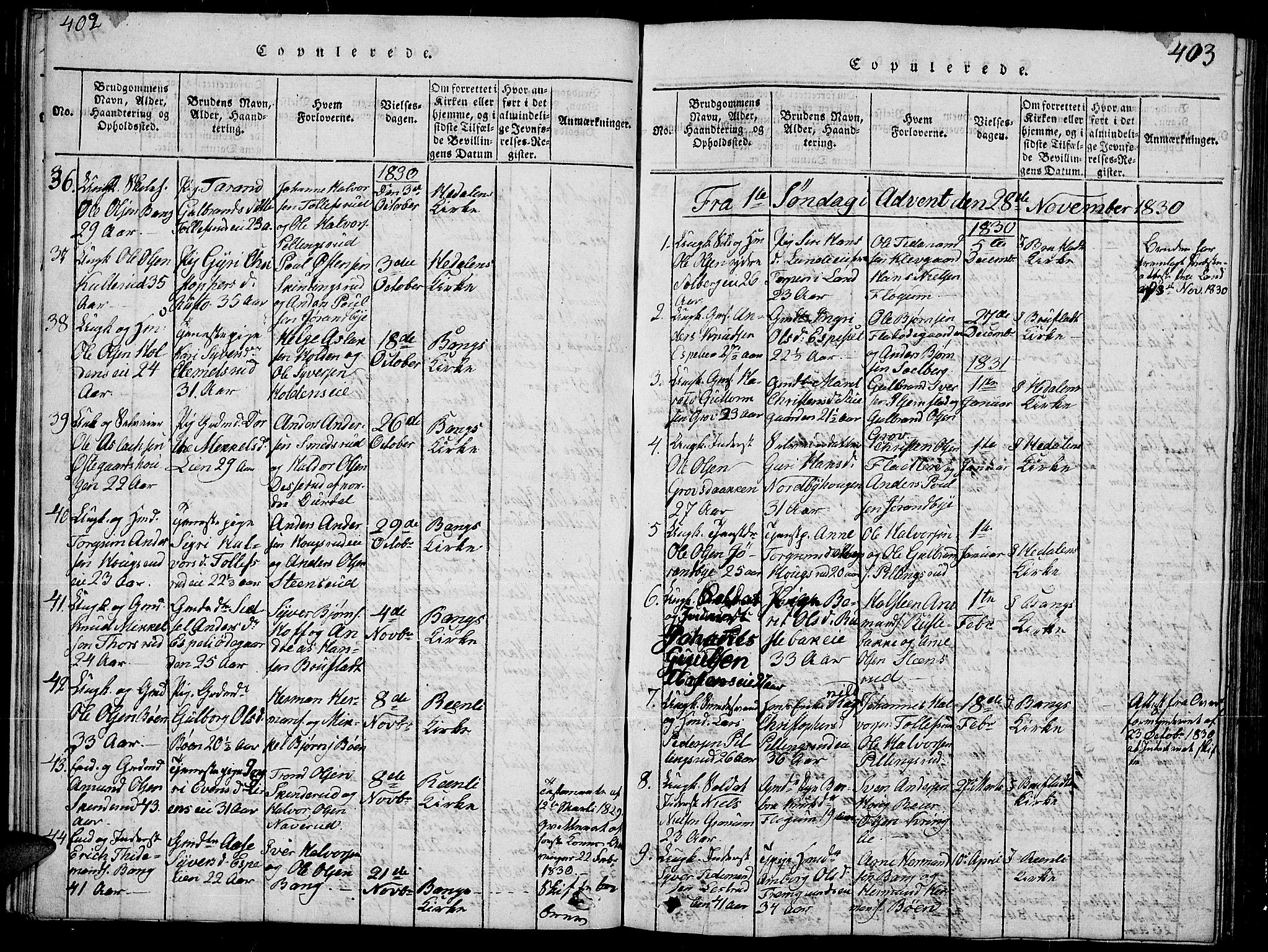 Sør-Aurdal prestekontor, SAH/PREST-128/H/Ha/Hab/L0002: Parish register (copy) no. 2, 1826-1840, p. 402-403