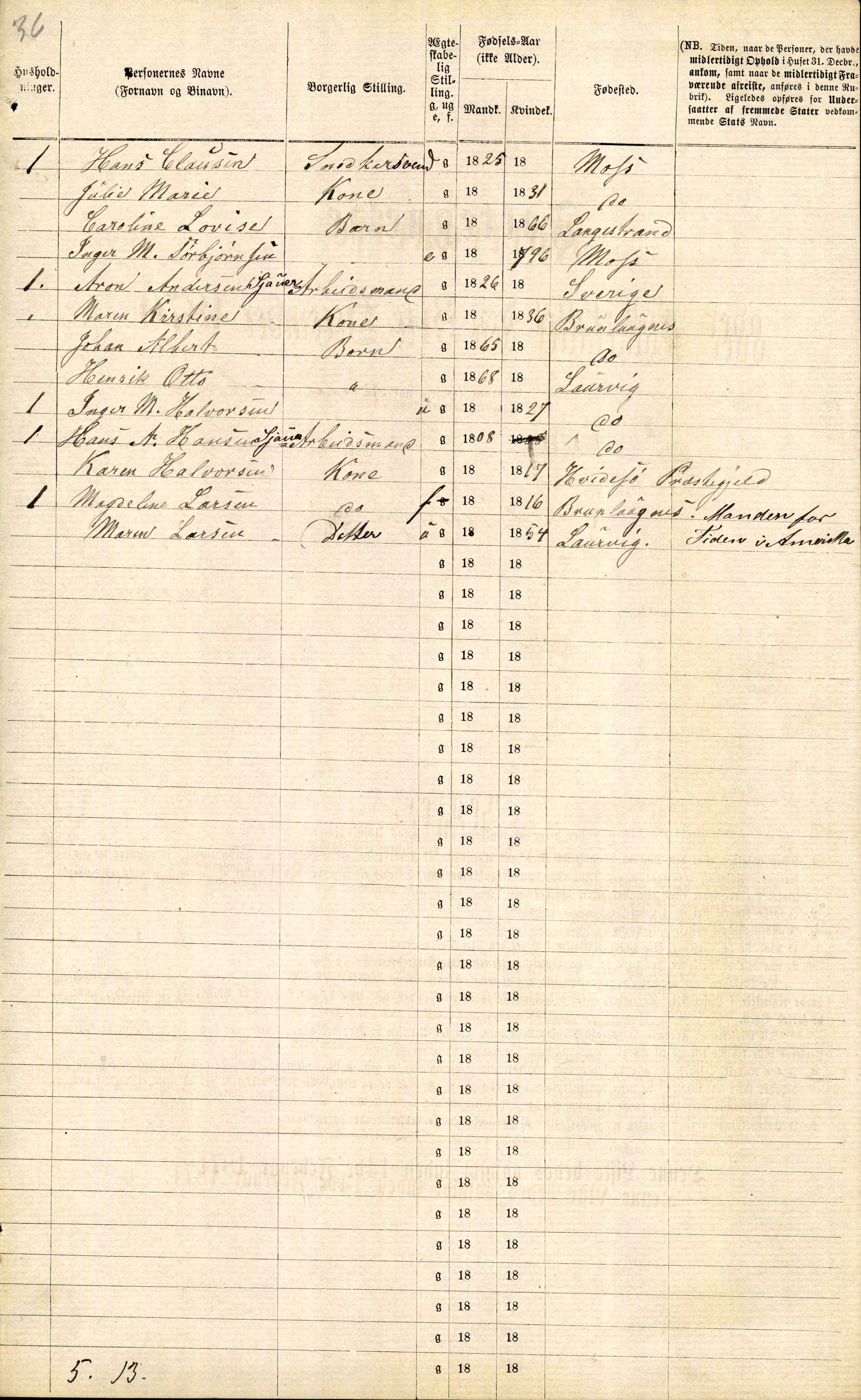 RA, 1870 census for 0707 Larvik, 1870, p. 1294