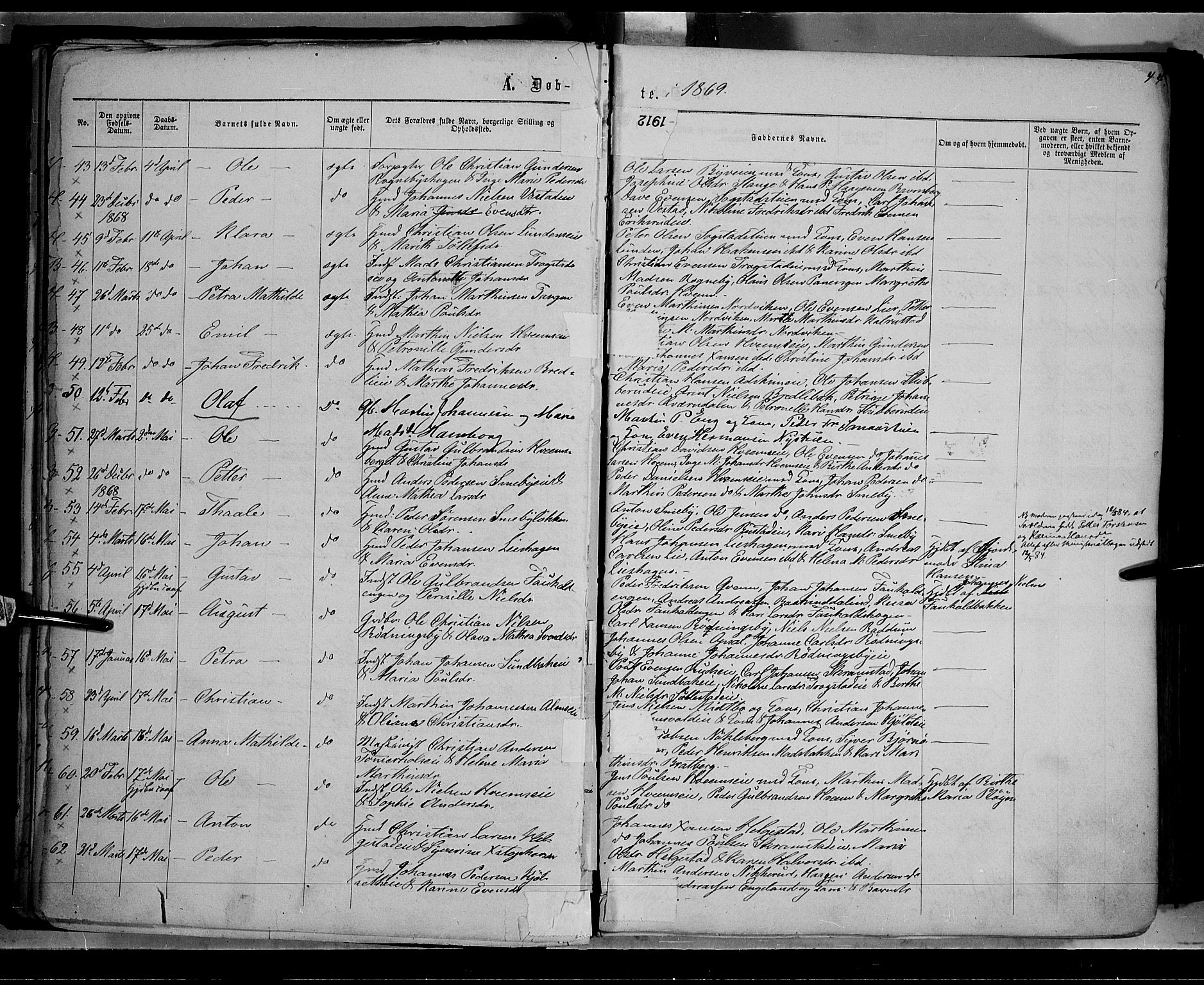 Østre Toten prestekontor, AV/SAH-PREST-104/H/Ha/Haa/L0005: Parish register (official) no. 5, 1866-1877, p. 44