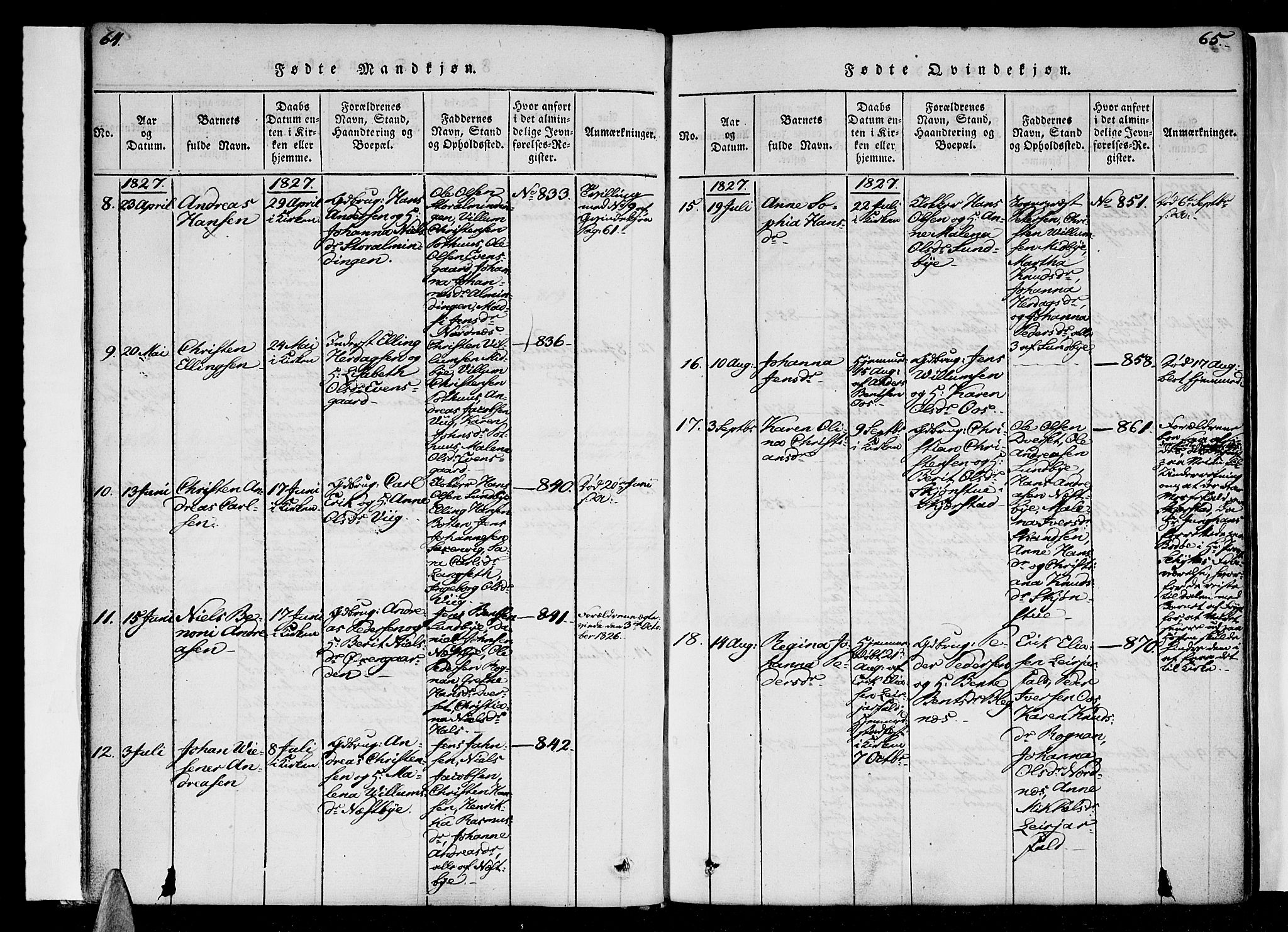 Ministerialprotokoller, klokkerbøker og fødselsregistre - Nordland, AV/SAT-A-1459/847/L0665: Parish register (official) no. 847A05, 1818-1841, p. 64-65