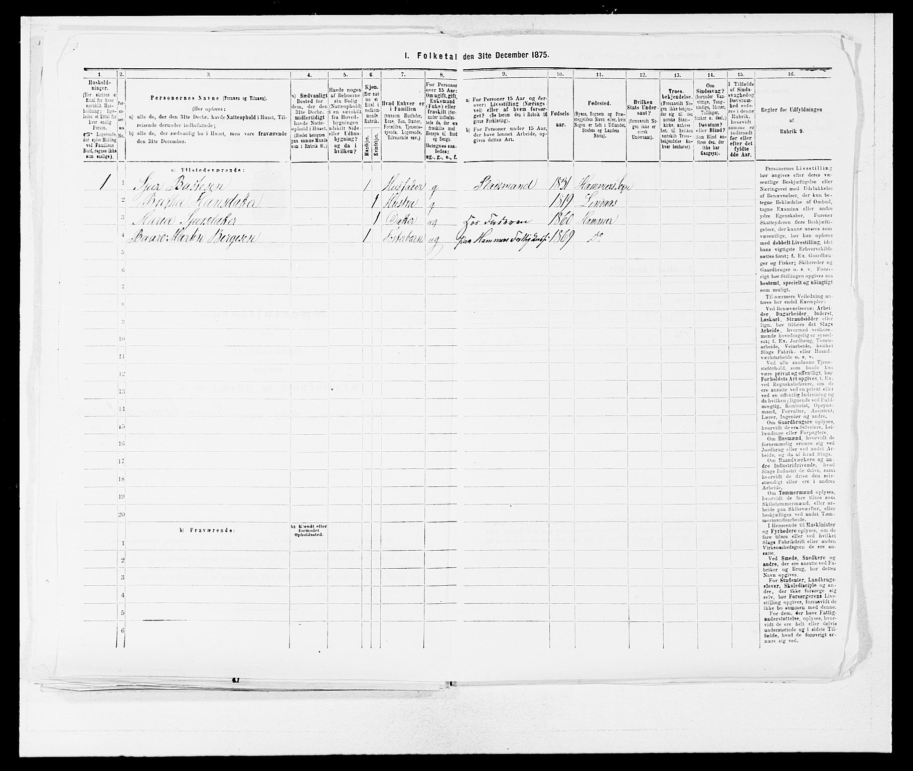 SAB, 1875 census for 1254P Hamre, 1875, p. 1290