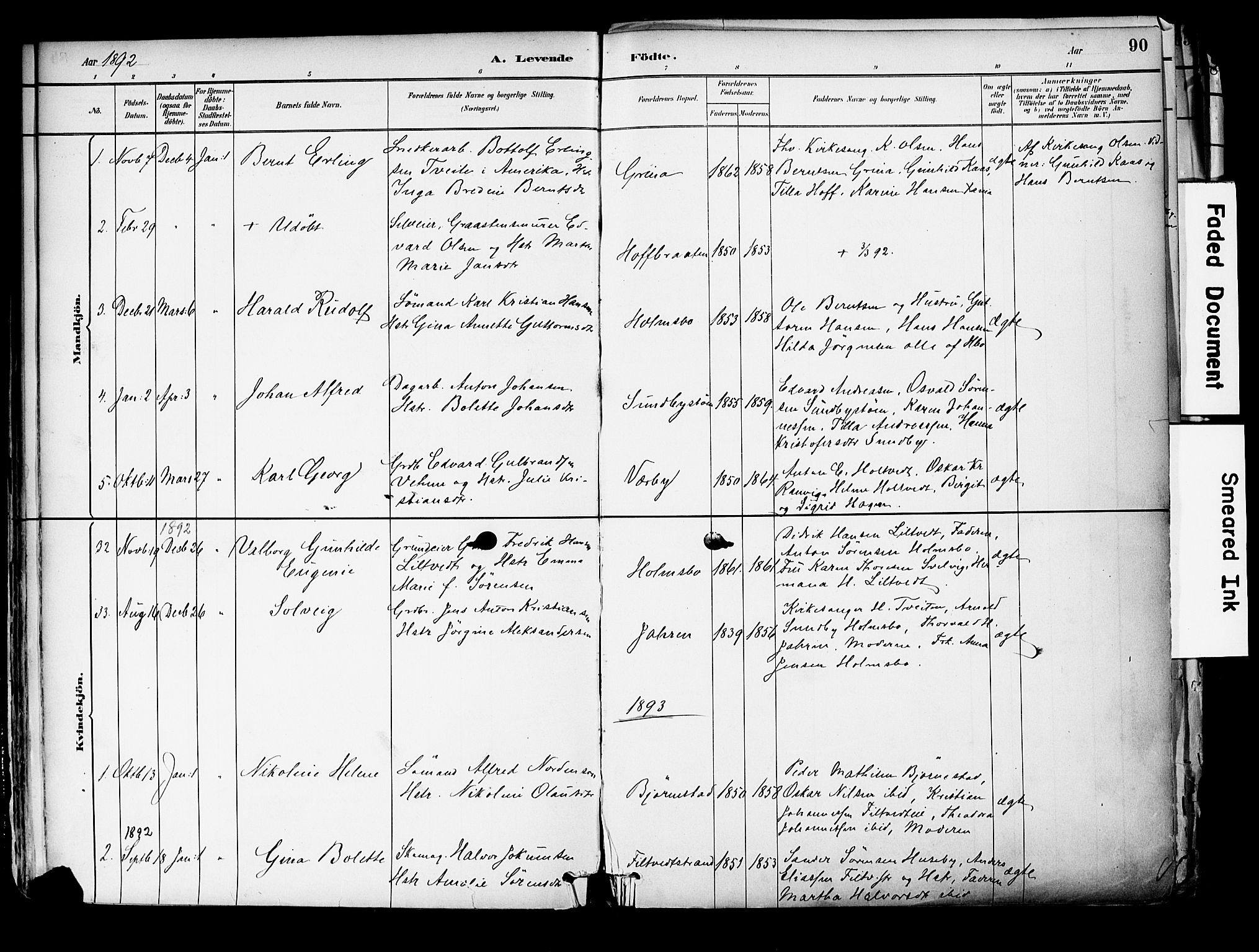 Hurum kirkebøker, SAKO/A-229/F/Fa/L0014: Parish register (official) no. 14, 1882-1895, p. 90