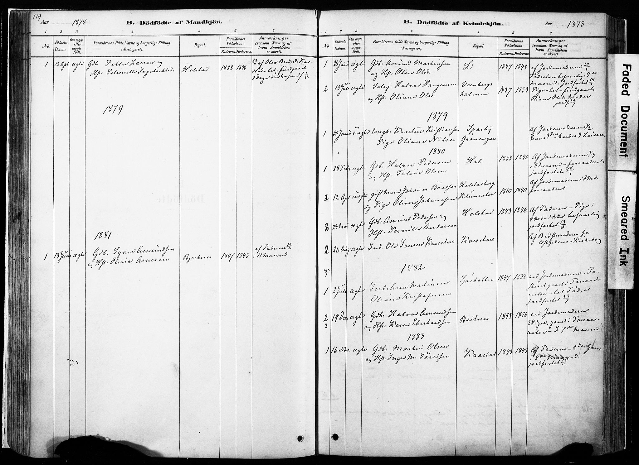 Hof prestekontor, SAH/PREST-038/H/Ha/Haa/L0010: Parish register (official) no. 10, 1878-1909, p. 119