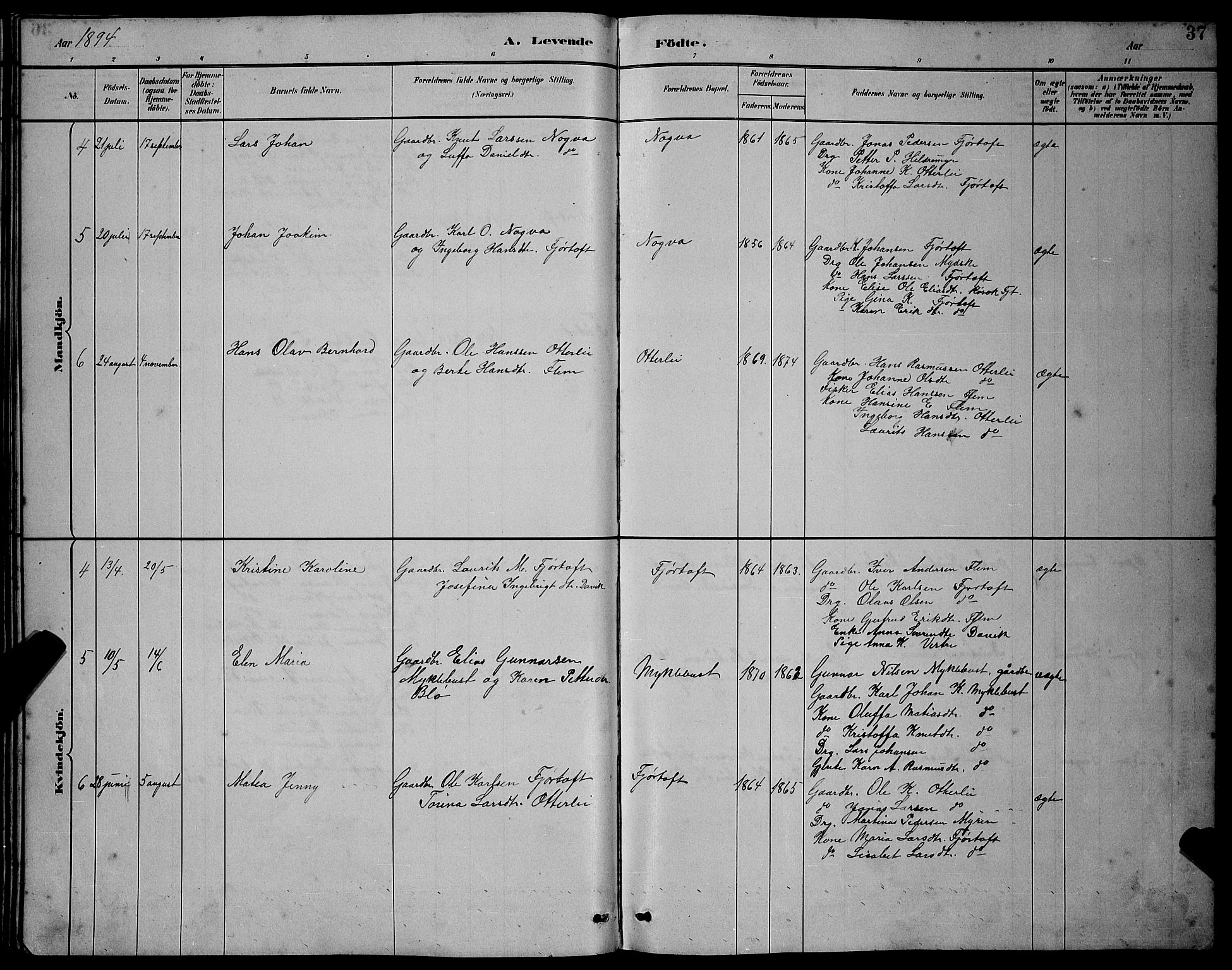 Ministerialprotokoller, klokkerbøker og fødselsregistre - Møre og Romsdal, AV/SAT-A-1454/538/L0523: Parish register (copy) no. 538C01, 1881-1900, p. 37