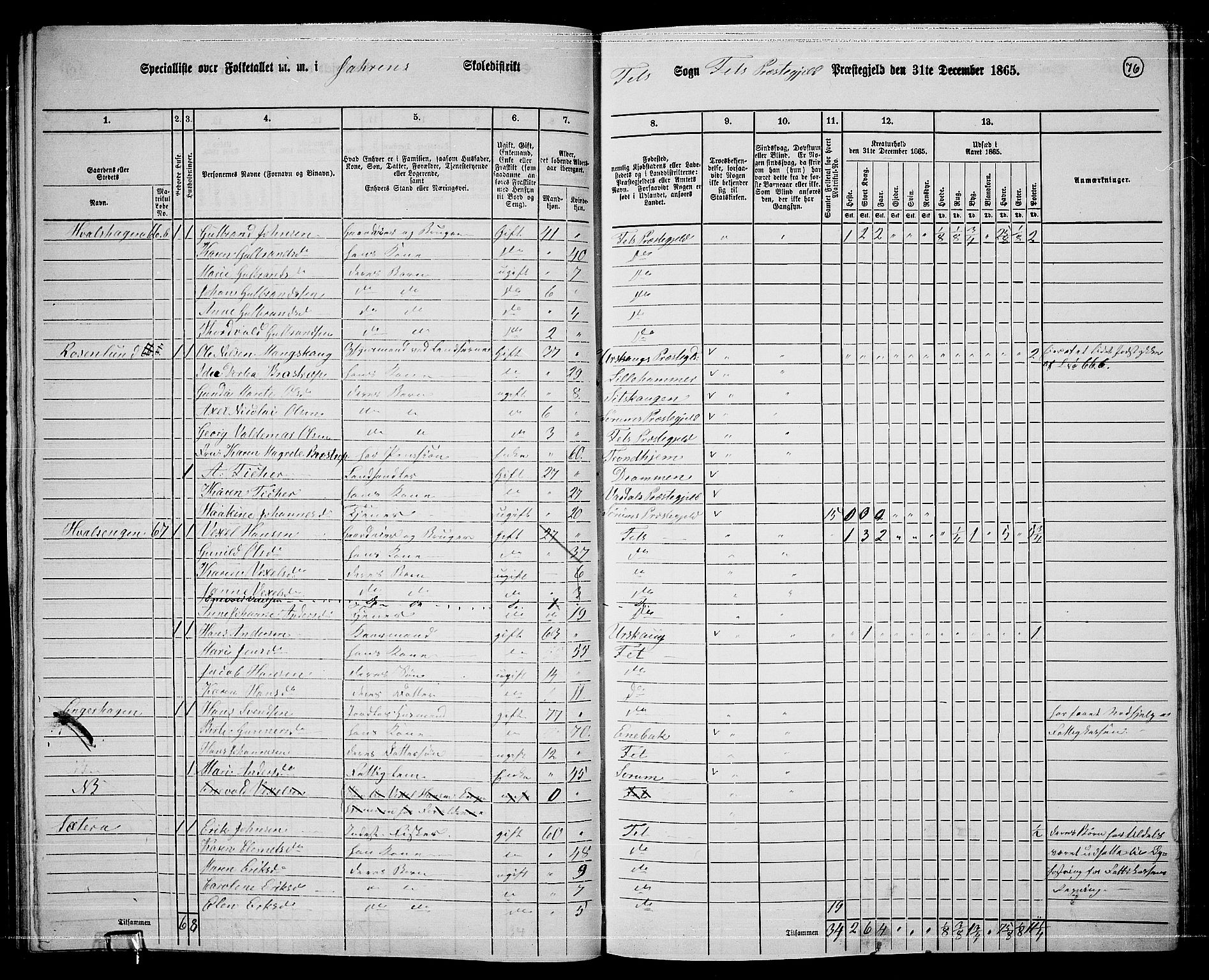 RA, 1865 census for Fet, 1865, p. 70