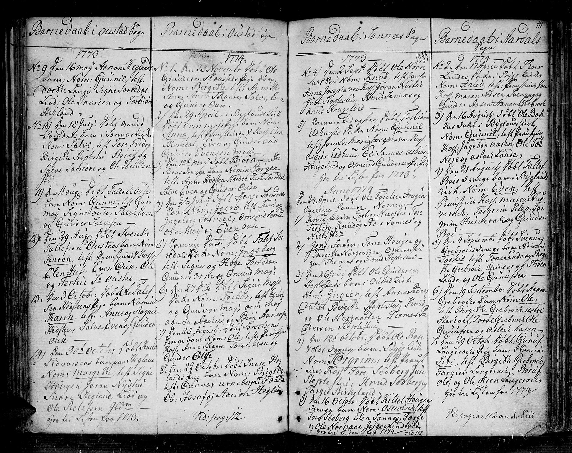 Bygland sokneprestkontor, SAK/1111-0006/F/Fa/Fab/L0002: Parish register (official) no. A 2, 1766-1816, p. 111