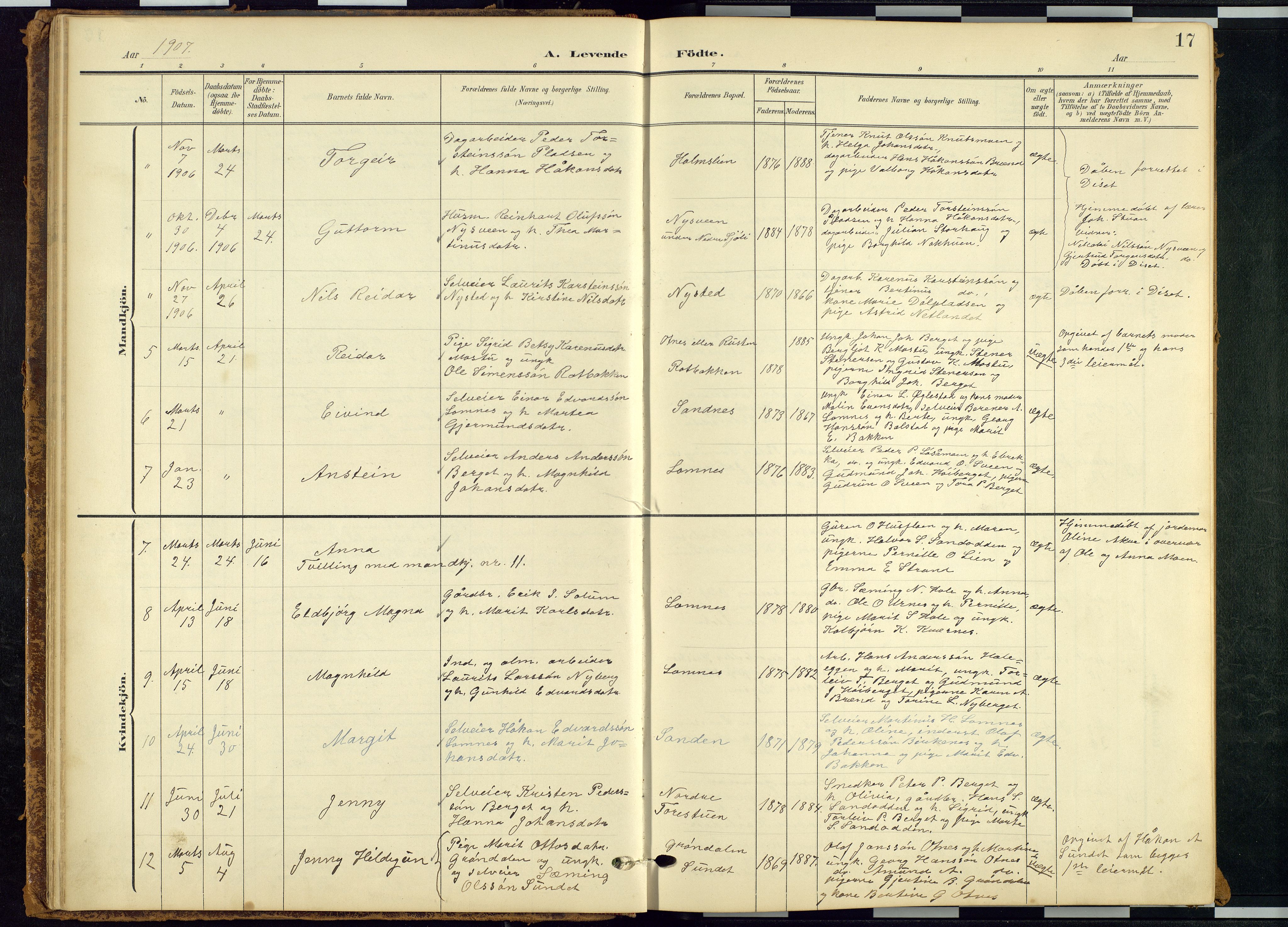 Rendalen prestekontor, SAH/PREST-054/H/Ha/Hab/L0010: Parish register (copy) no. 10, 1903-1940, p. 17