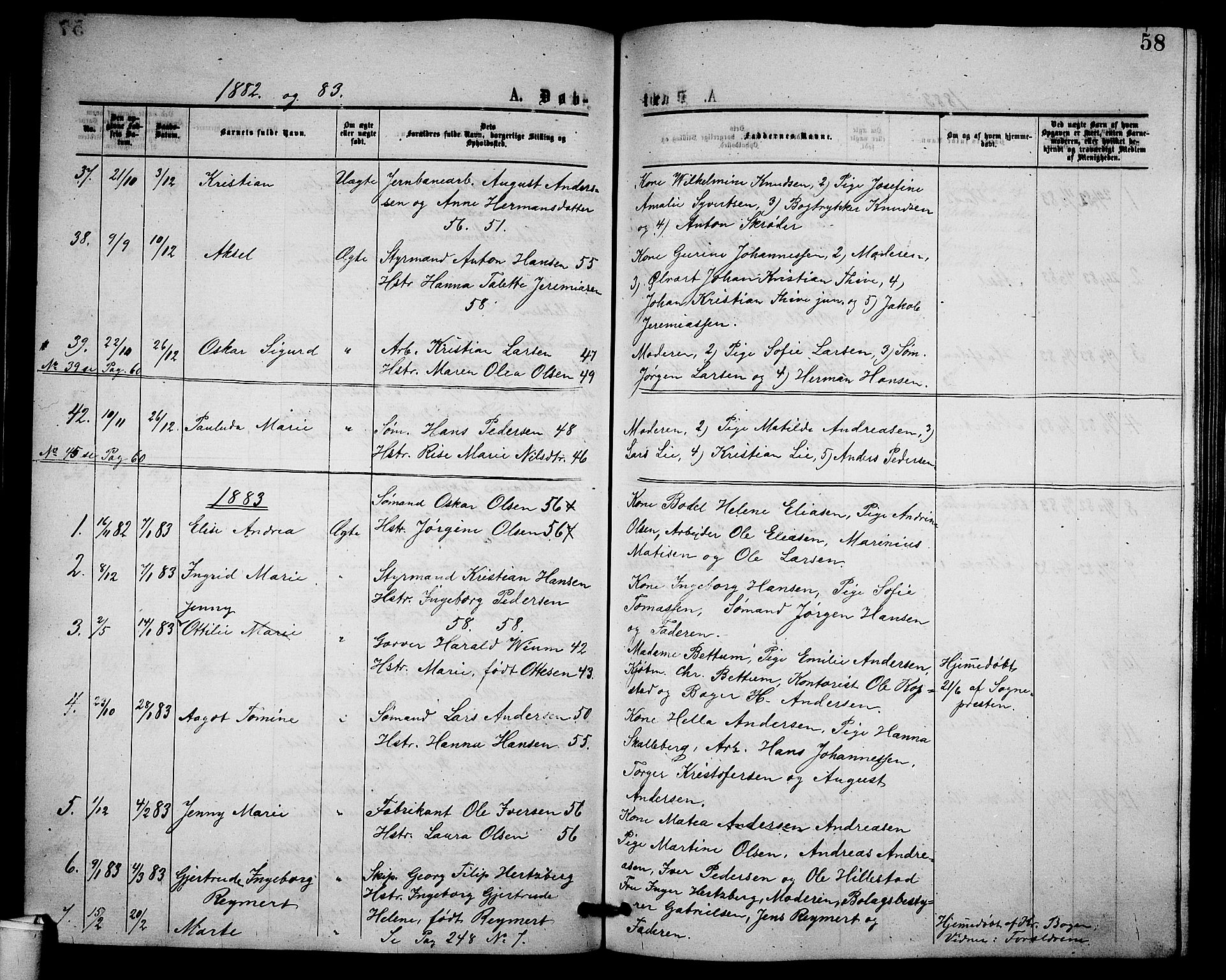 Holmestrand kirkebøker, SAKO/A-346/G/Ga/L0004: Parish register (copy) no. 4, 1874-1888, p. 58
