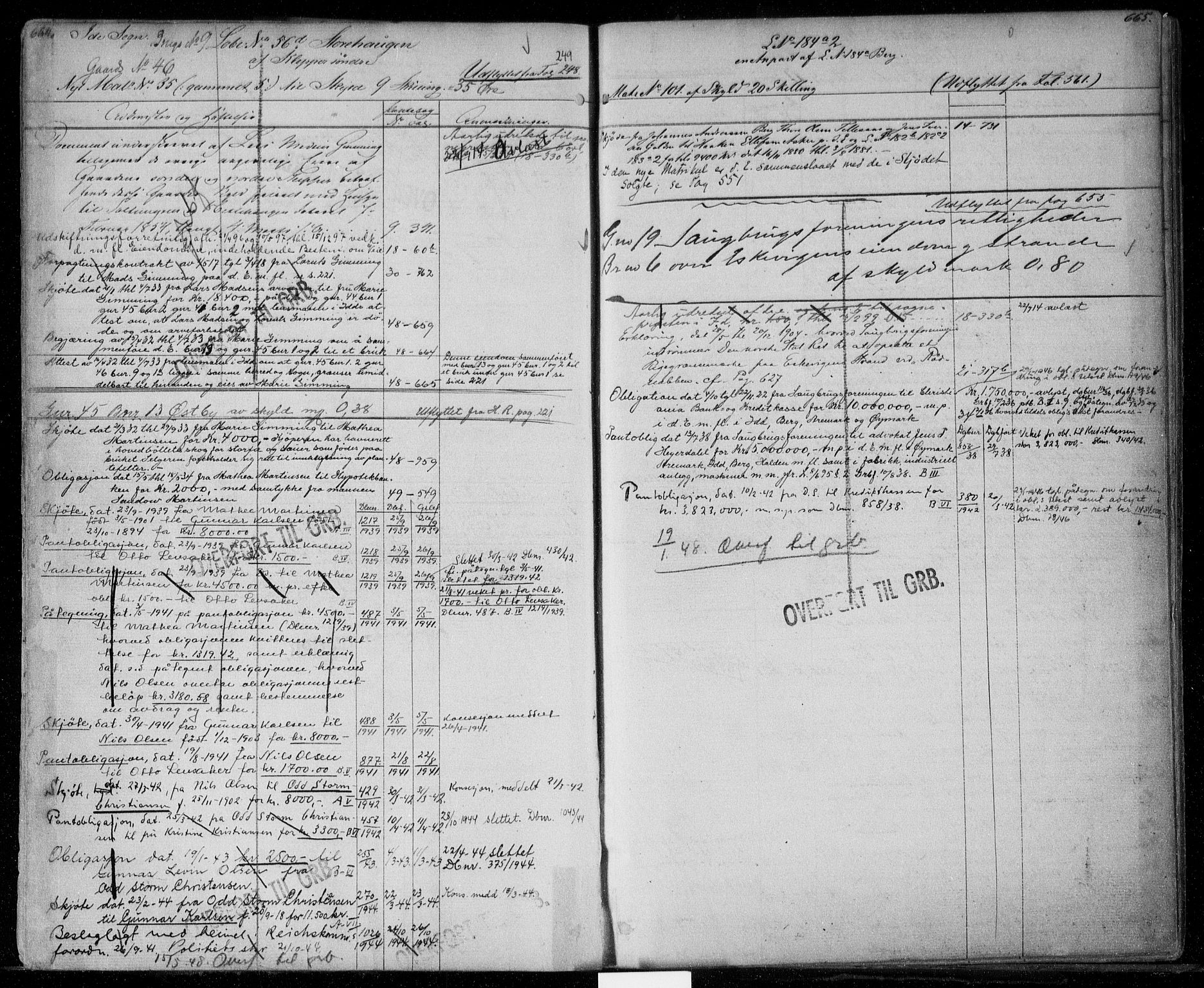 Idd og Marker sorenskriveri, SAO/A-10283/G/Ga/Gac/L0001: Mortgage register no. II 1, 1848-1950, p. 664-665