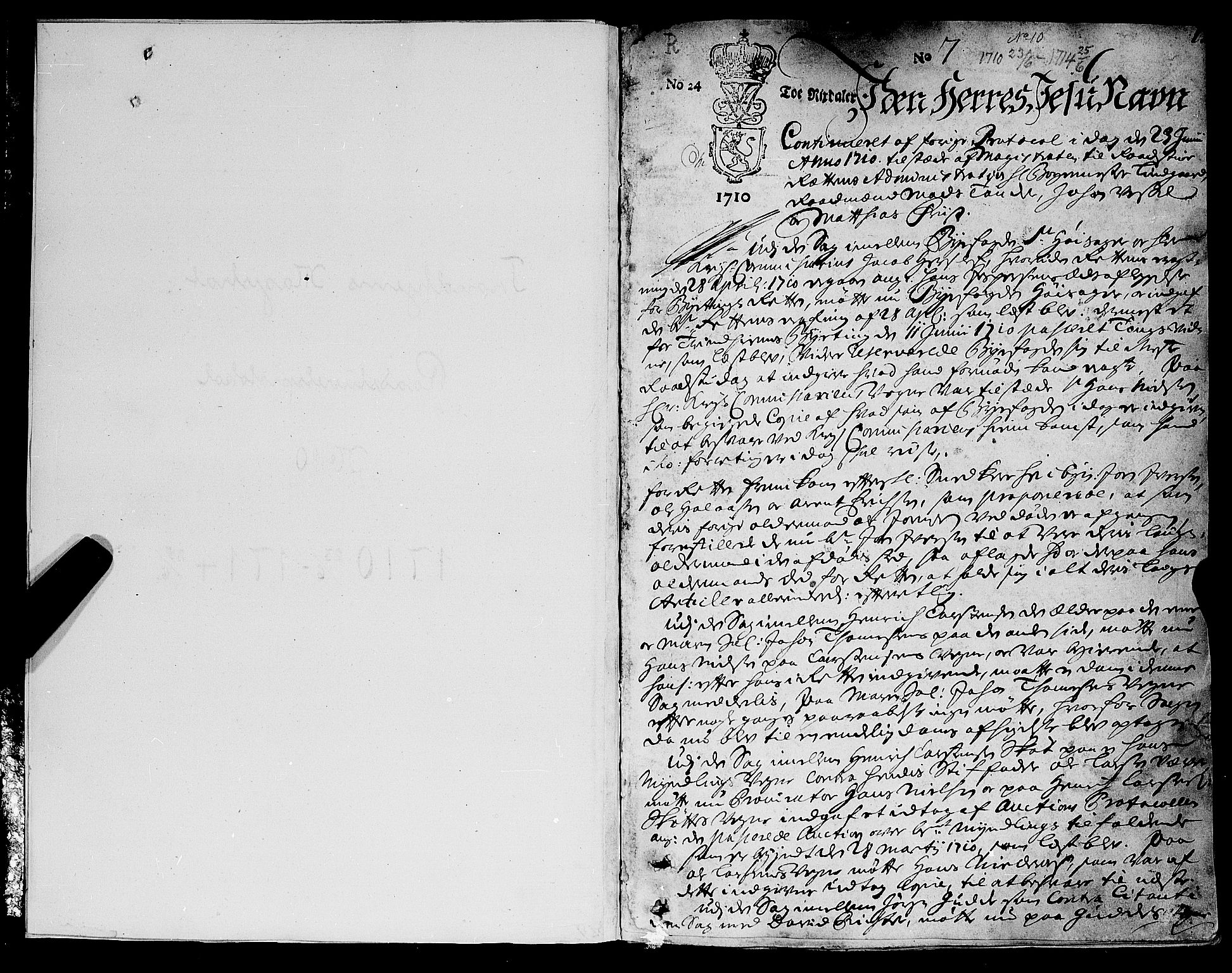 Trondheim magistrat, SAT/A-4372/A/Aa/L0010: Rådstueprotokoller, 1710-1714, p. 1