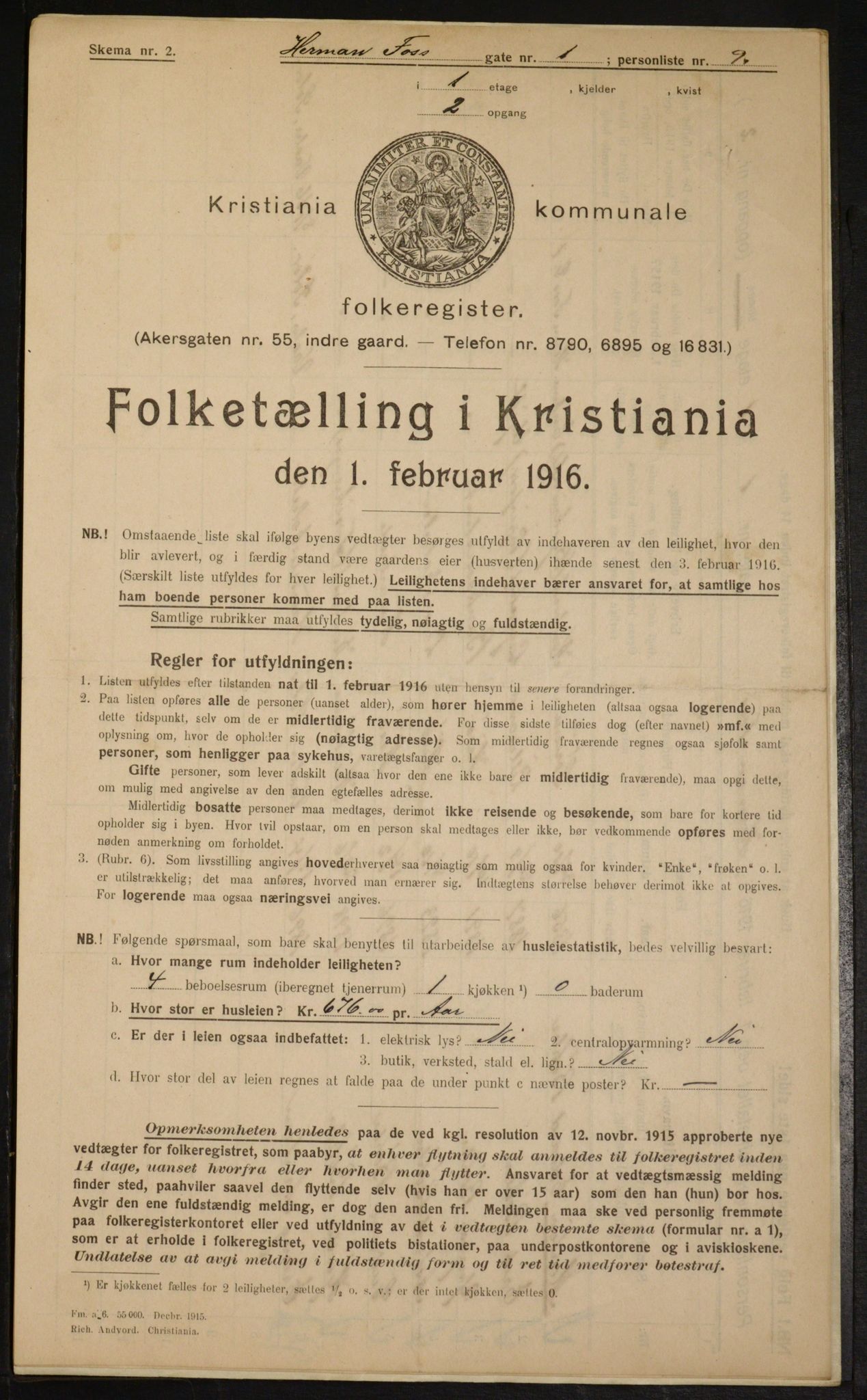 OBA, Municipal Census 1916 for Kristiania, 1916, p. 39176