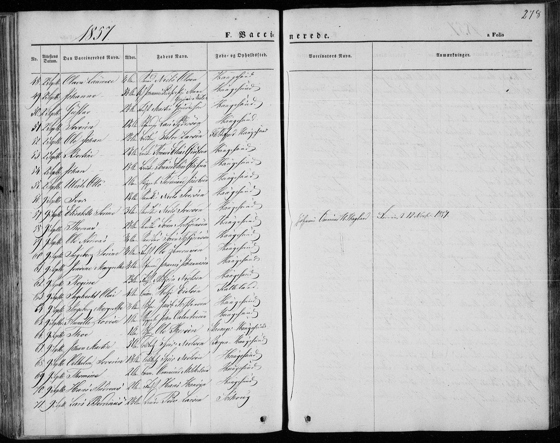 Torvastad sokneprestkontor, AV/SAST-A -101857/H/Ha/Haa/L0011: Parish register (official) no. A 11, 1857-1866, p. 278