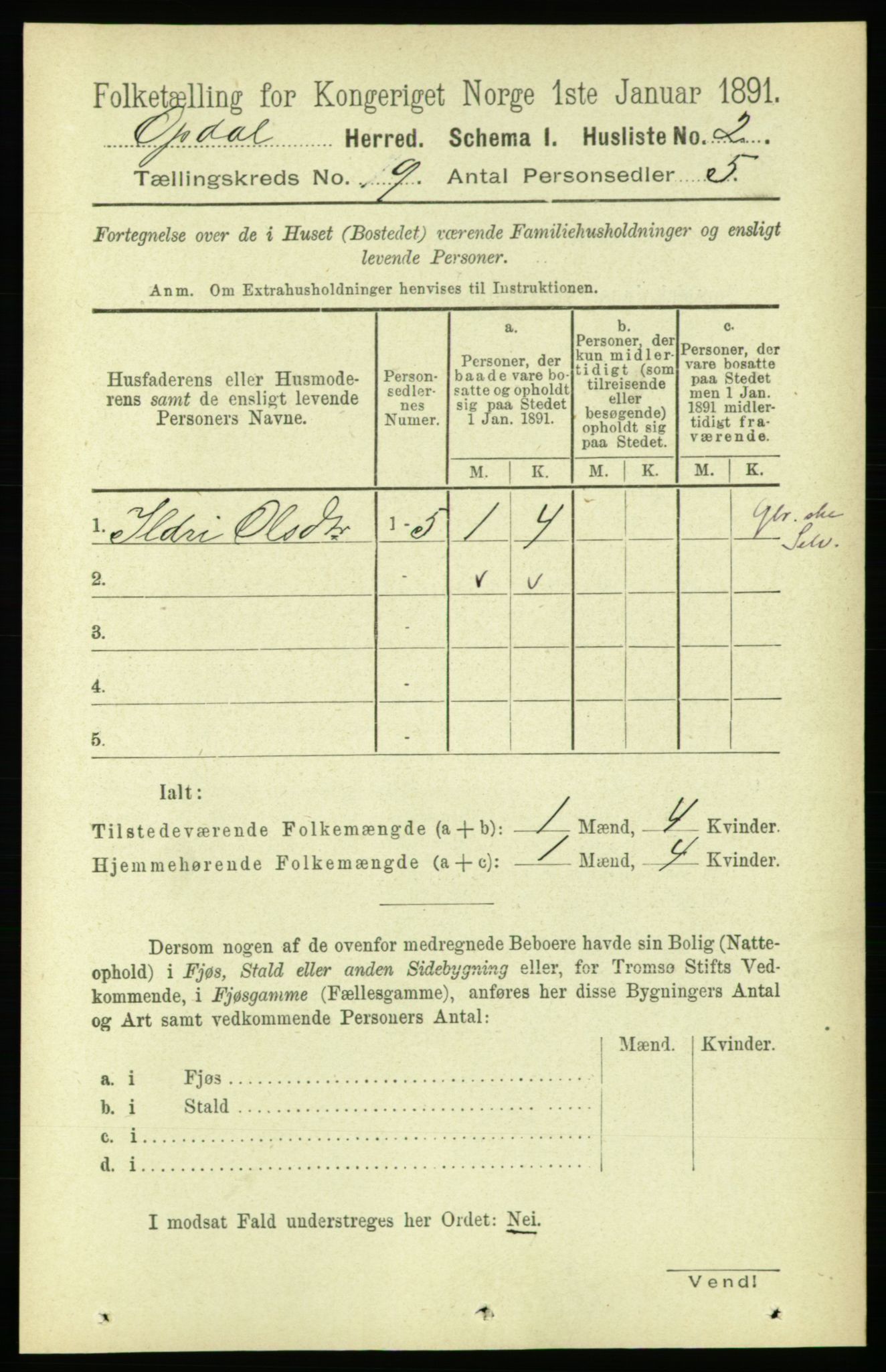 RA, 1891 census for 1634 Oppdal, 1891, p. 4678