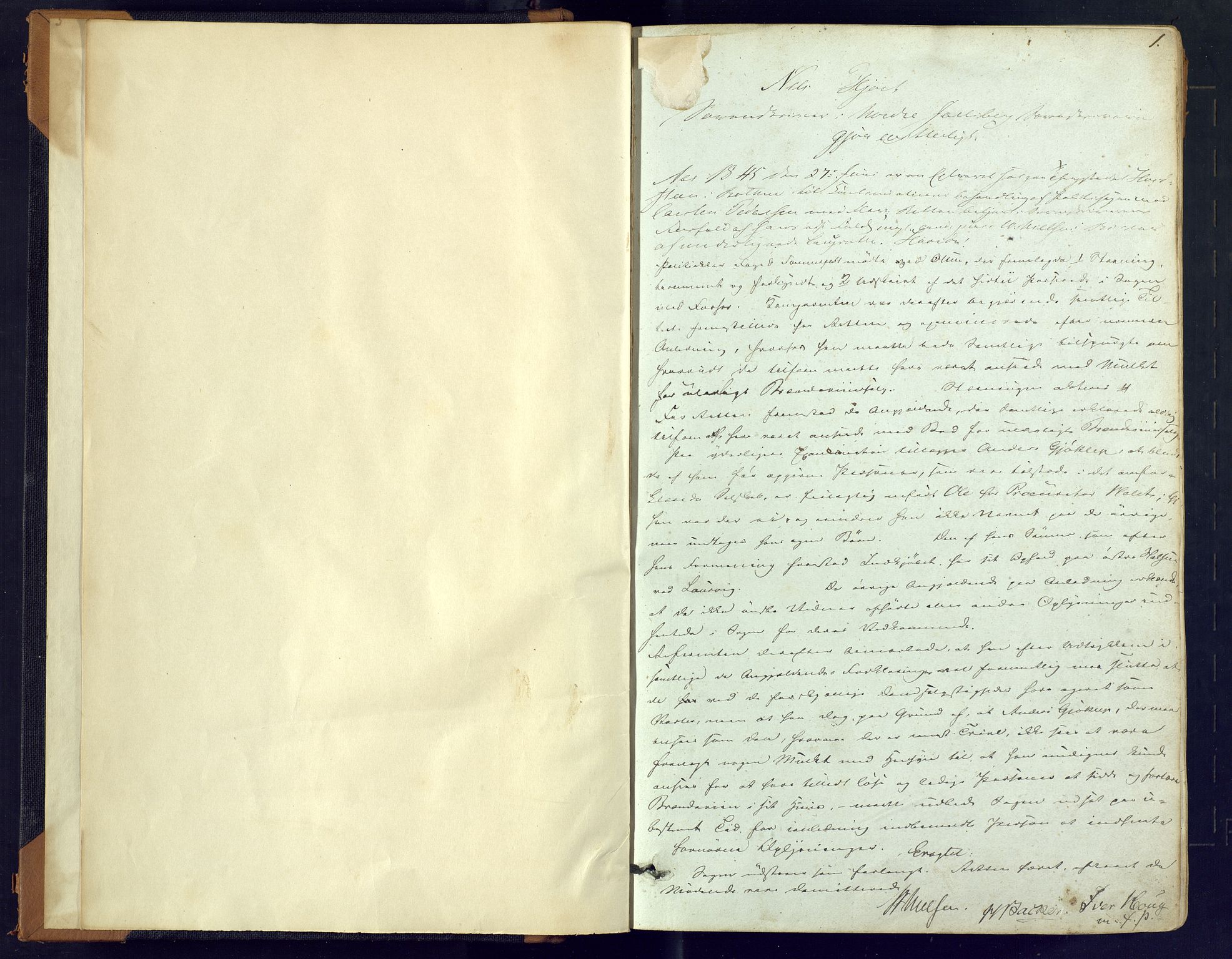 Nordre Jarlsberg sorenskriveri, SAKO/A-80/F/Fb/Fba/L0008: Ekstrarettsprotokoll, 1845-1851, p. 1