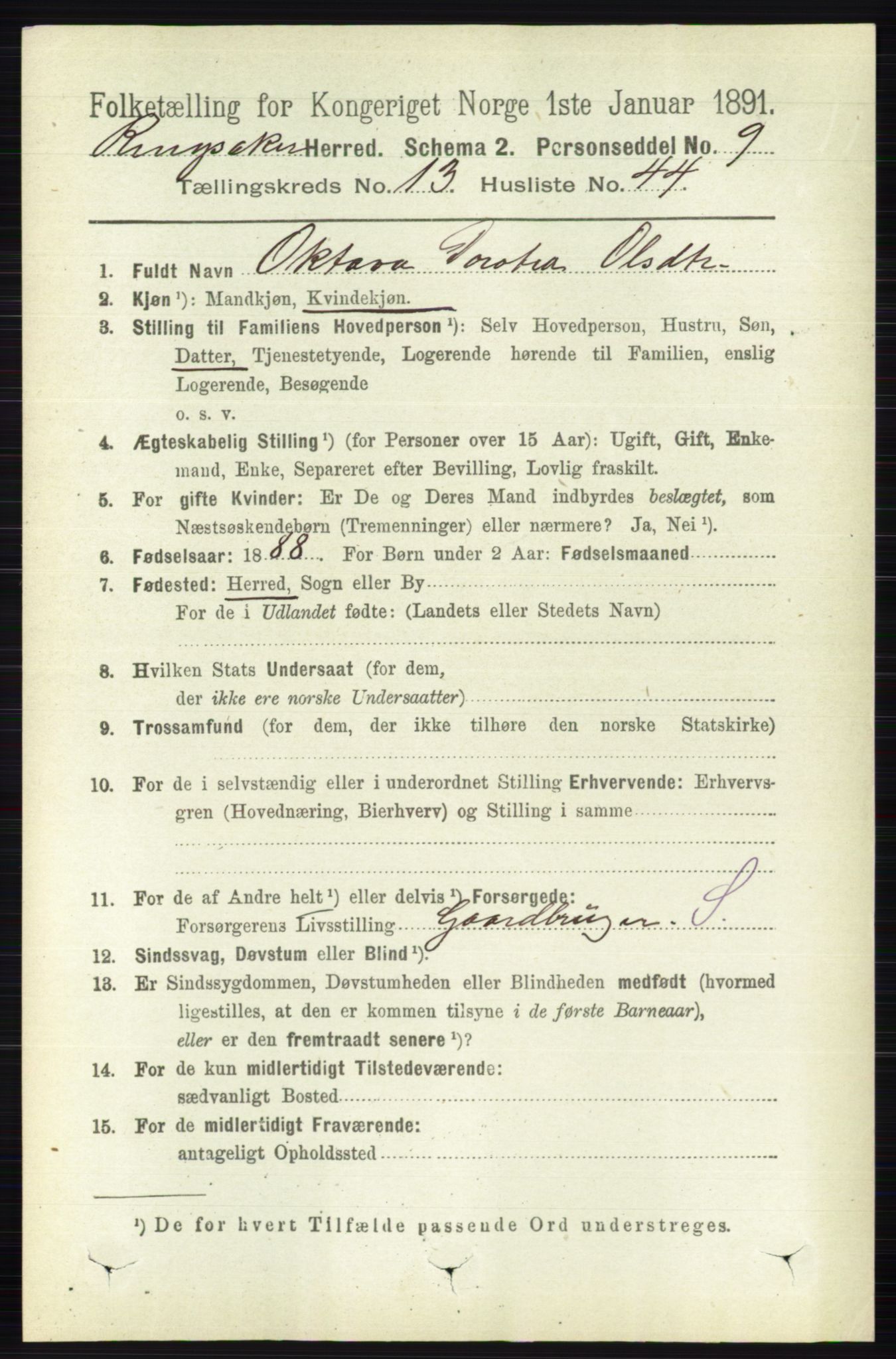 RA, 1891 census for 0412 Ringsaker, 1891, p. 7455