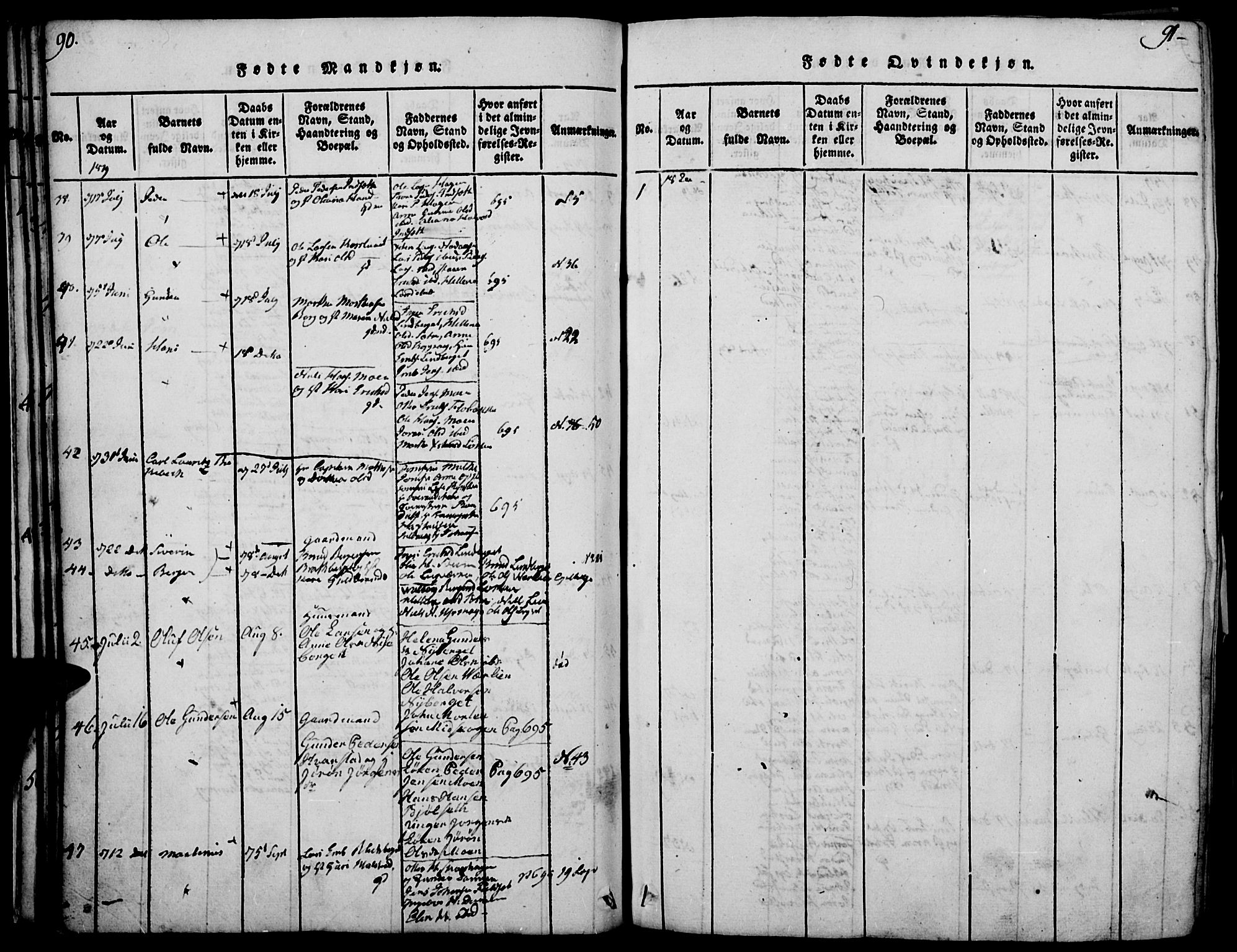 Elverum prestekontor, AV/SAH-PREST-044/H/Ha/Haa/L0007: Parish register (official) no. 7, 1815-1830, p. 90-91