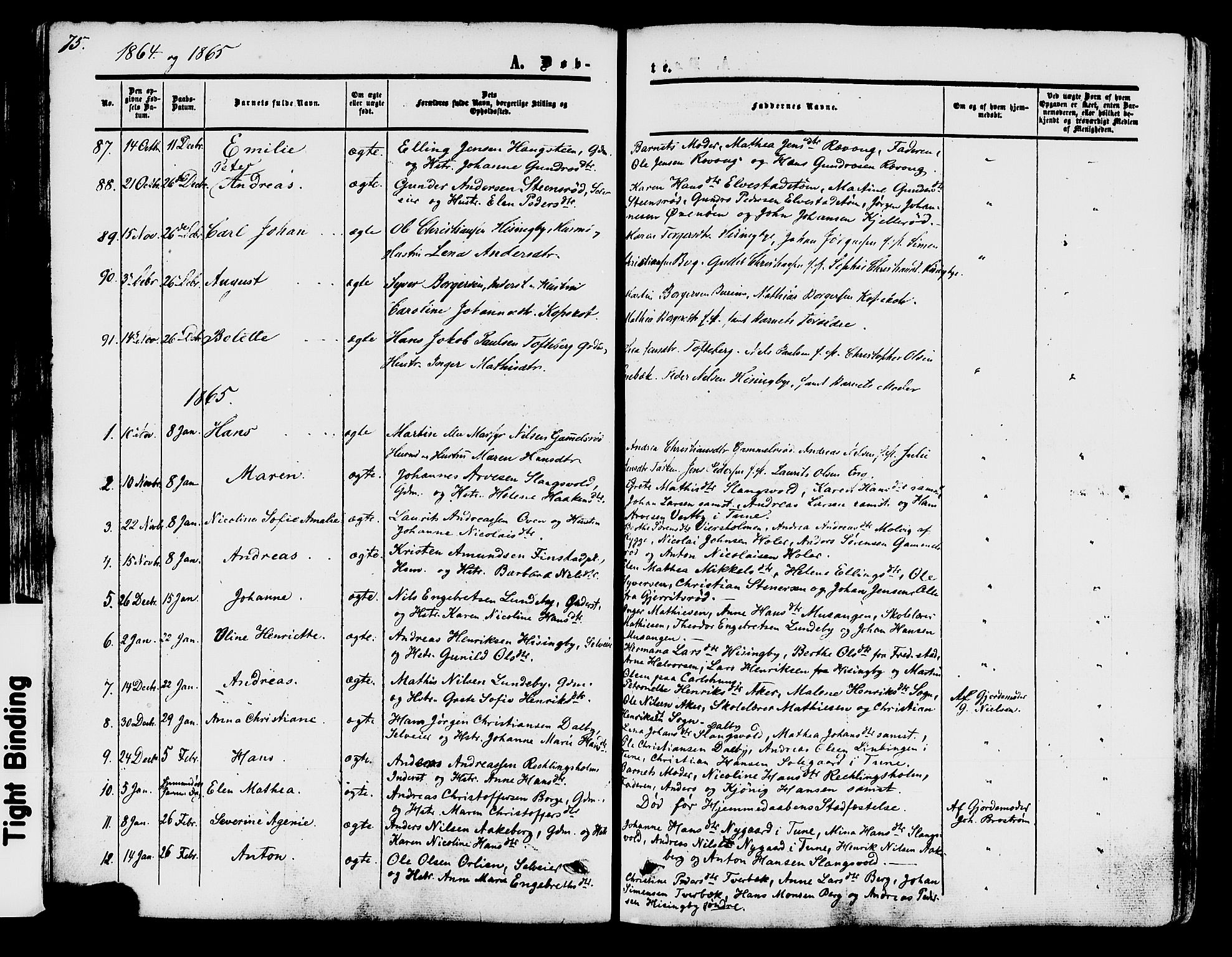 Råde prestekontor kirkebøker, AV/SAO-A-2009/F/Fa/L0006: Parish register (official) no. 6, 1854-1877, p. 75