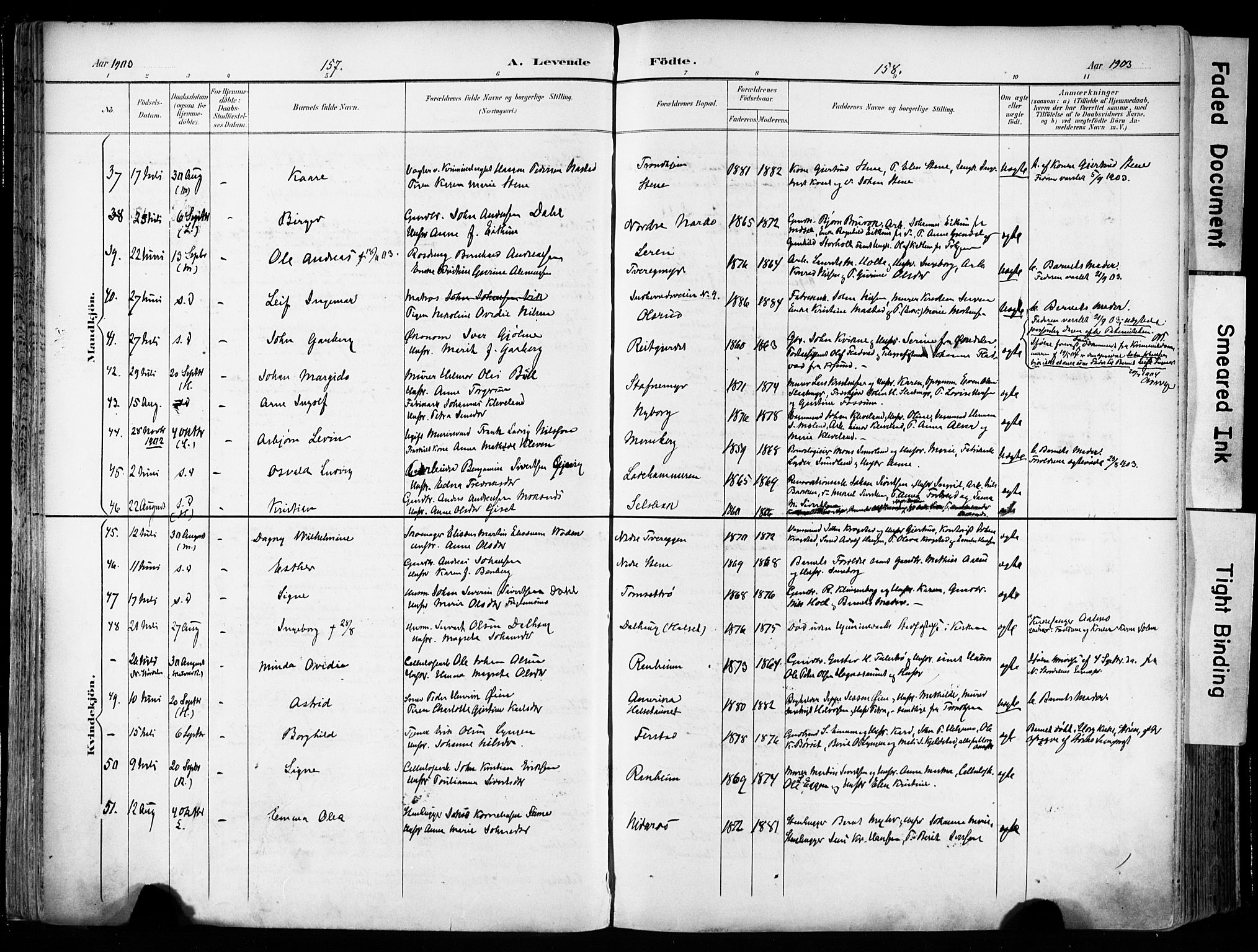 Ministerialprotokoller, klokkerbøker og fødselsregistre - Sør-Trøndelag, SAT/A-1456/606/L0301: Parish register (official) no. 606A16, 1894-1907, p. 157-158